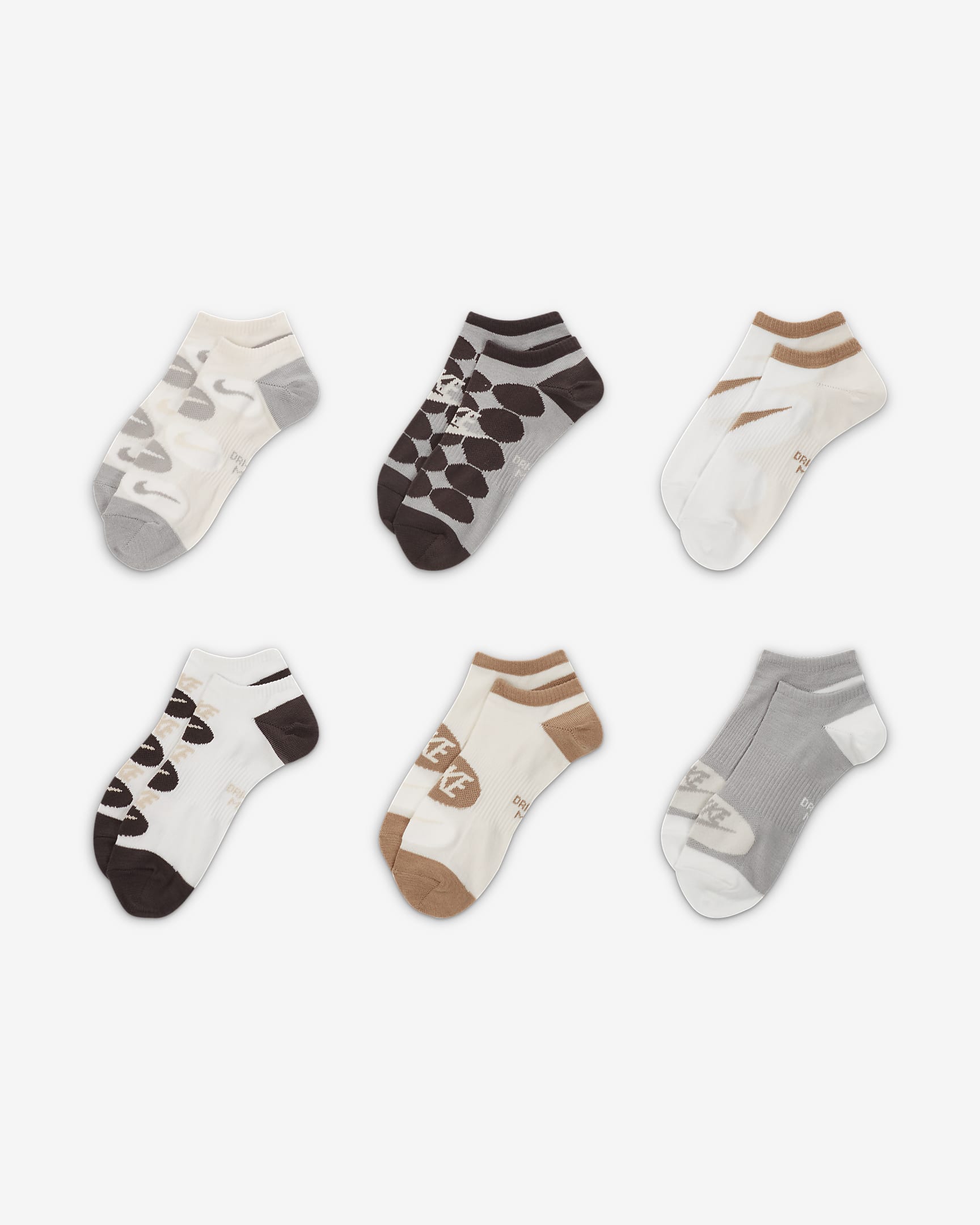 Nike Everyday Lightweight Training No-Show Socks (6 Pairs) - Multi-Colour