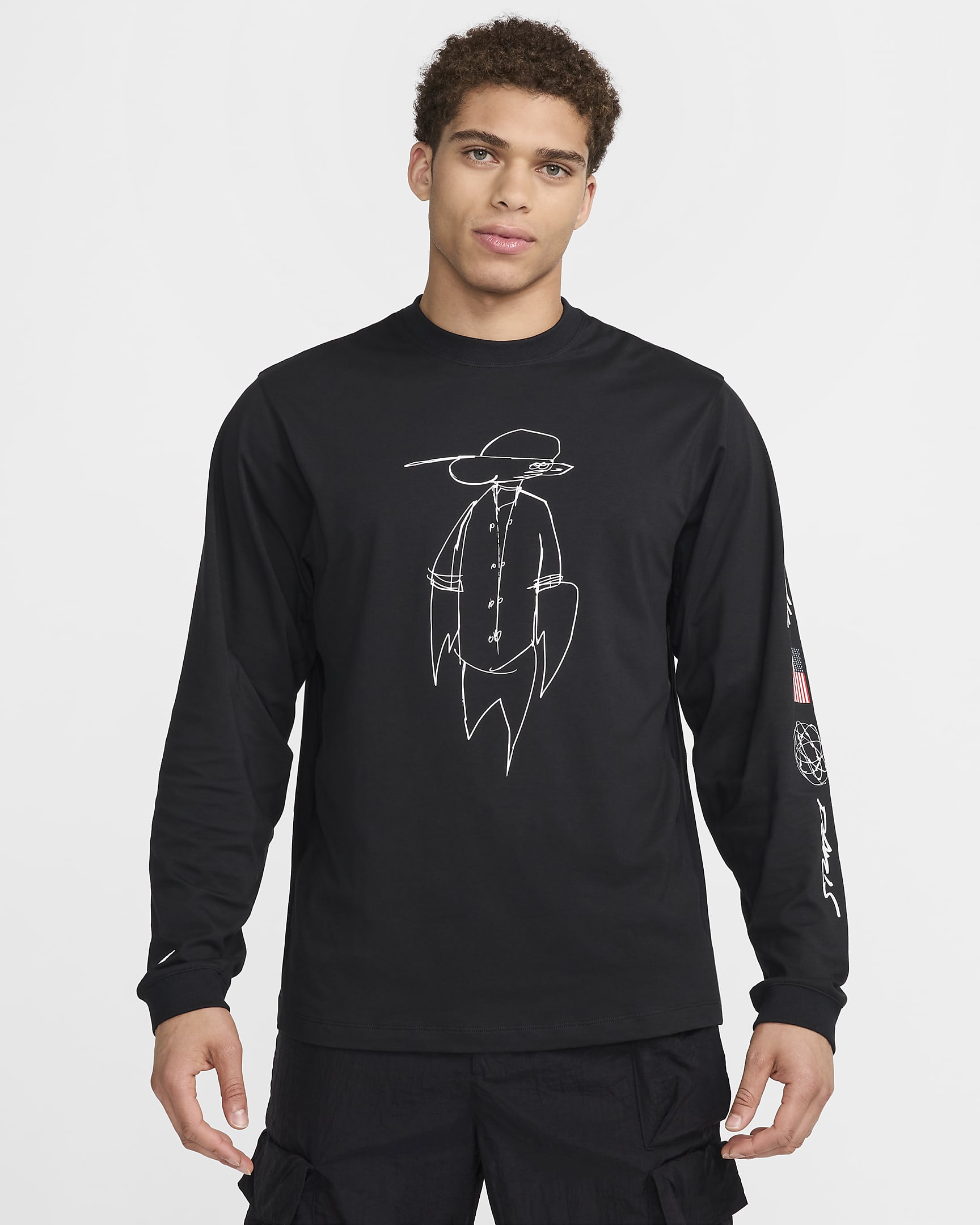 Camisola de manga comprida Nike Dri-FIT ADV EUA para homem - Preto/Branco