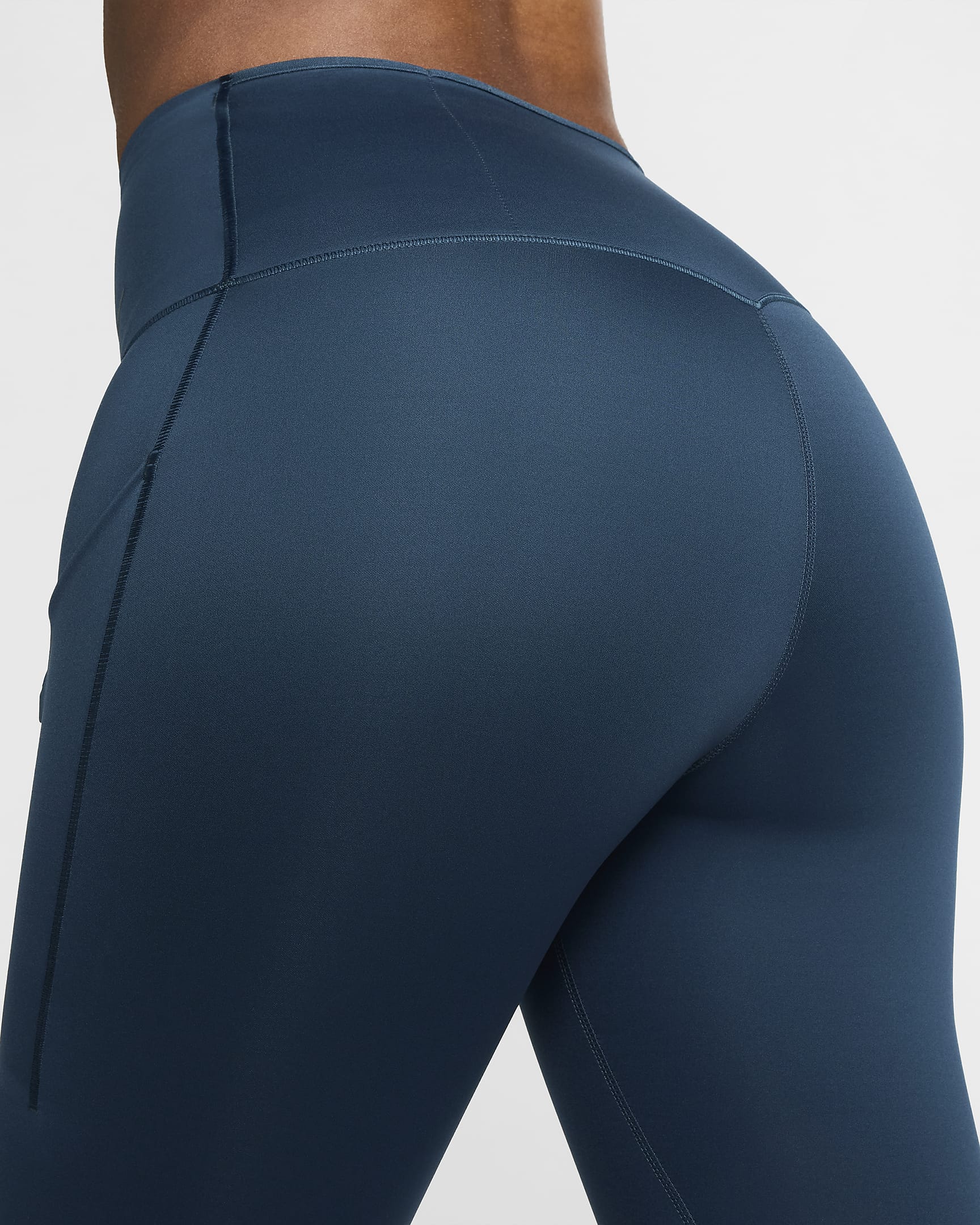 Leggings a todo o comprimento de cintura subida e suporte firme com bolsos Nike Go para mulher - Armory Navy/Preto