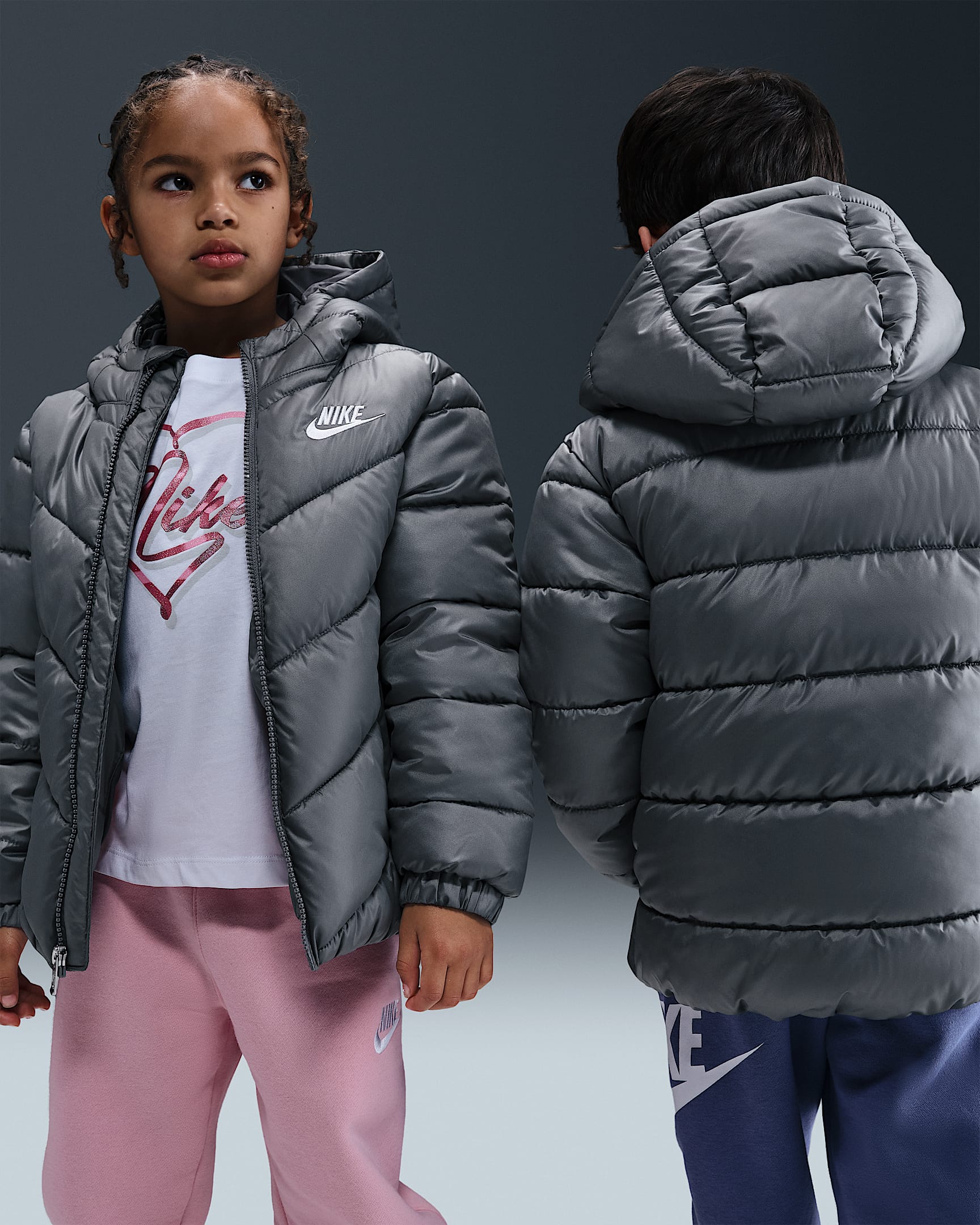 Nike Sportswear Little Kids' "All Day Play" Puffer Jacket - Smoke Grey