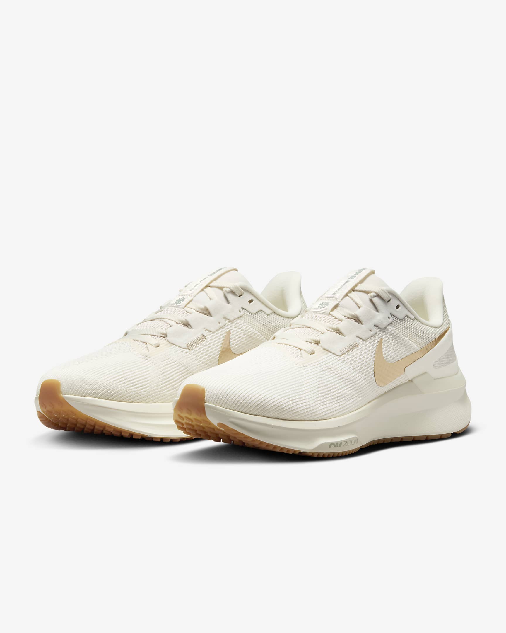 Nike Structure 25 Women's Road Running Shoes - Phantom/White/Gum Light Brown/Metallic Gold