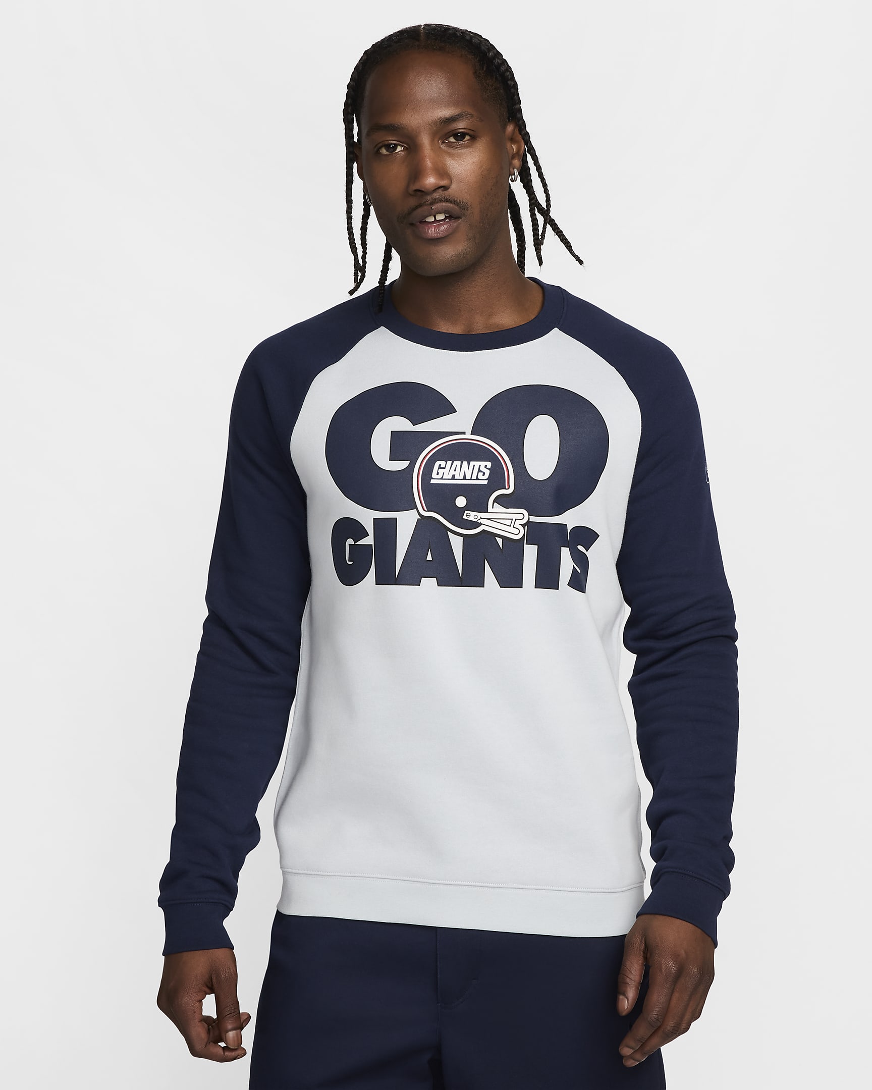 Nike Historic Raglan (NFL Giants) Sweatshirt voor heren - Field Silver/College Navy