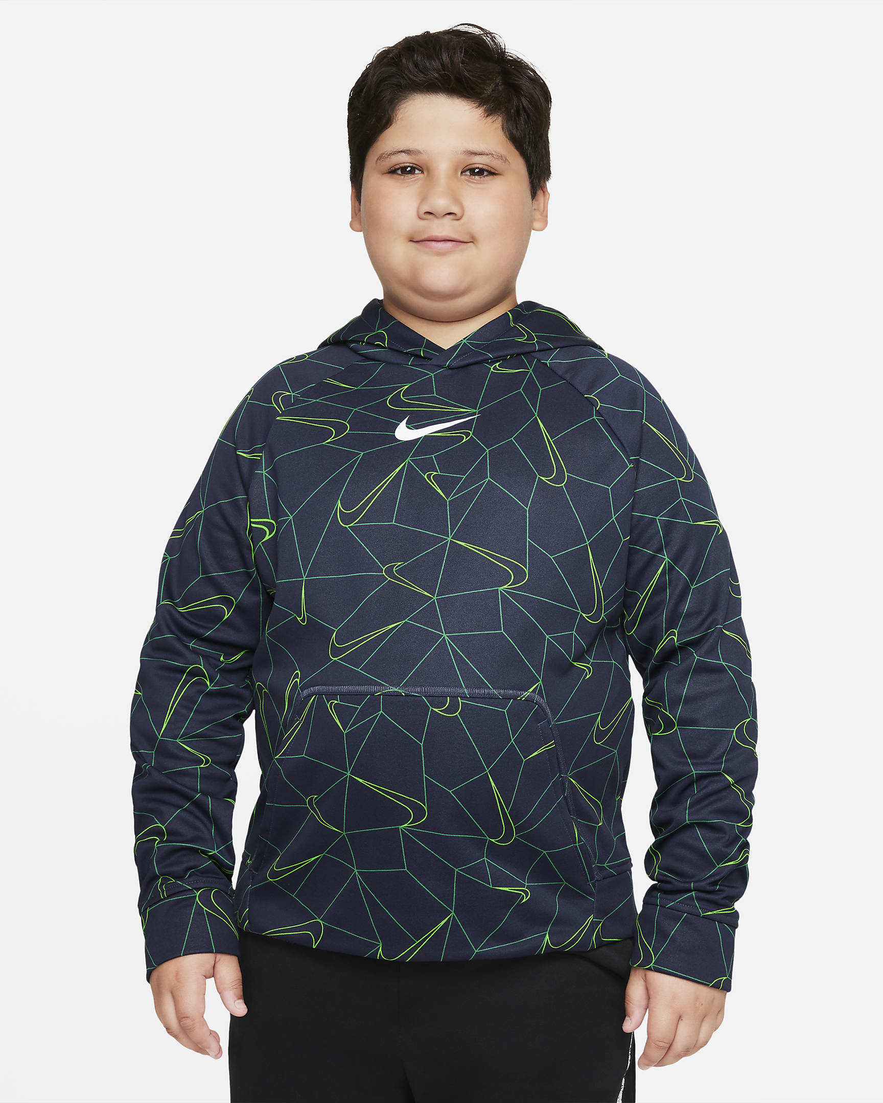 Nike Therma-FIT Big Kids' (Boys') Printed Pullover Hoodie (Extended Size) - Thunder Blue/White