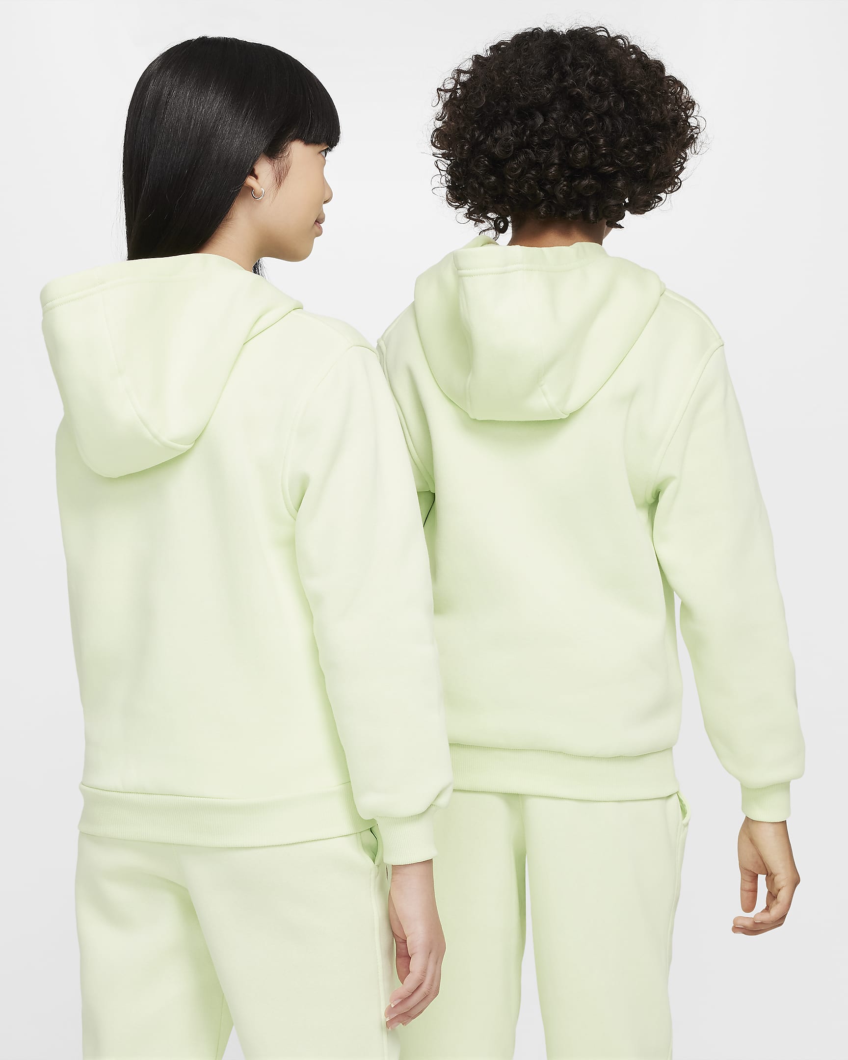 Nike Sportswear Club Fleece belebújós, kapucnis pulóver nagyobb gyerekeknek - Lime Ice/Fehér