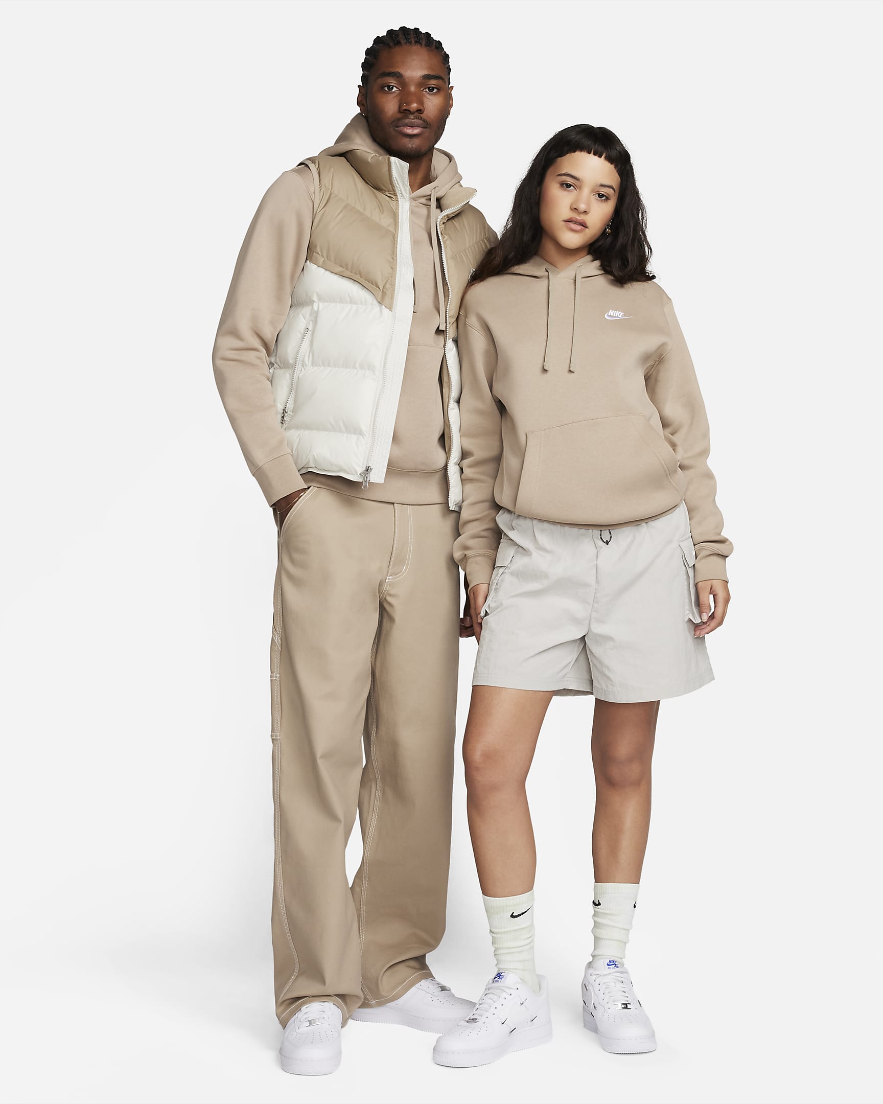 Nike Sportswear Club Fleece Pullover Hoodie - Khaki/Khaki/White