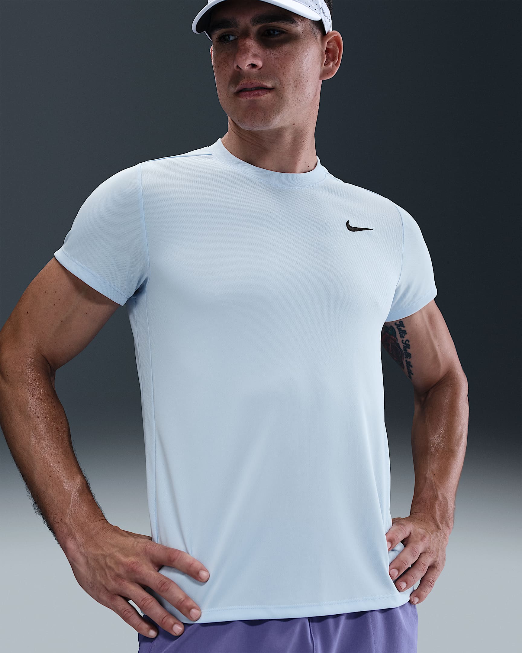 NikeCourt Victory Men's Dri-FIT Tennis Top - Celestine Blue/Black