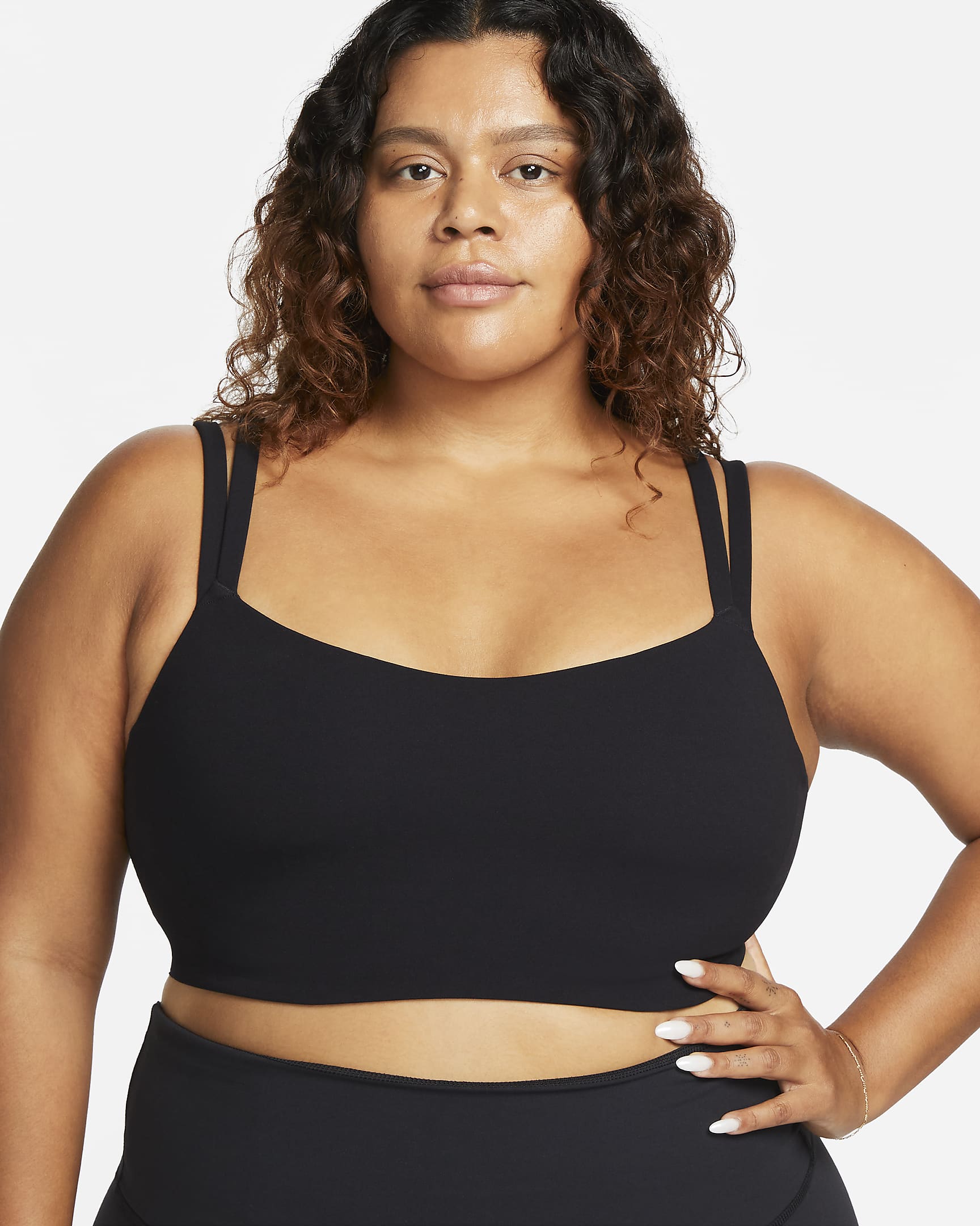 Nike Zenvy Strappy Women's Light-Support Padded Sports Bra (Plus Size) - Black/Sail