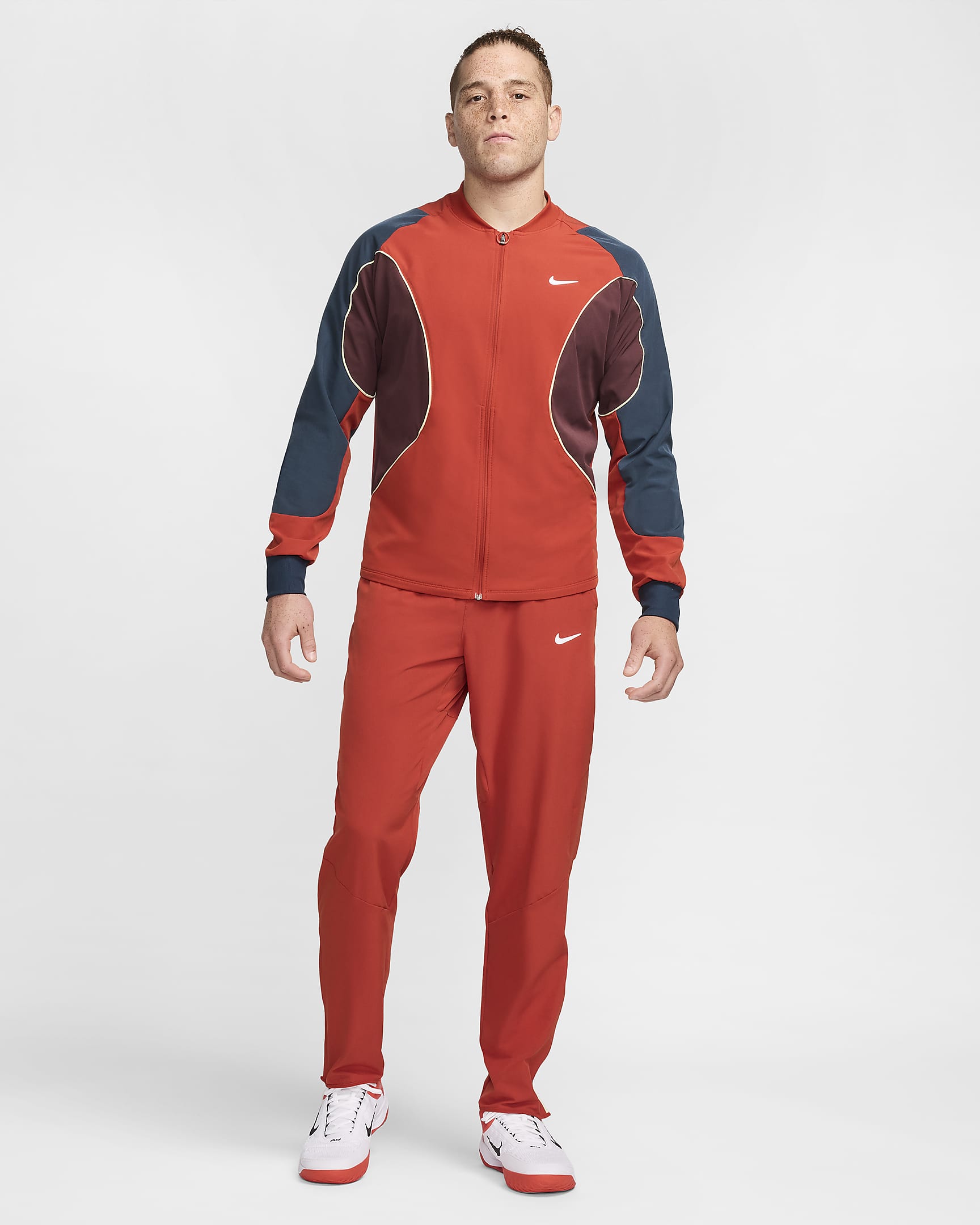 Giacca da tennis Dri-FIT NikeCourt Advantage – Uomo - Dragon Red/Burgundy Crush/Armory Navy/Bianco