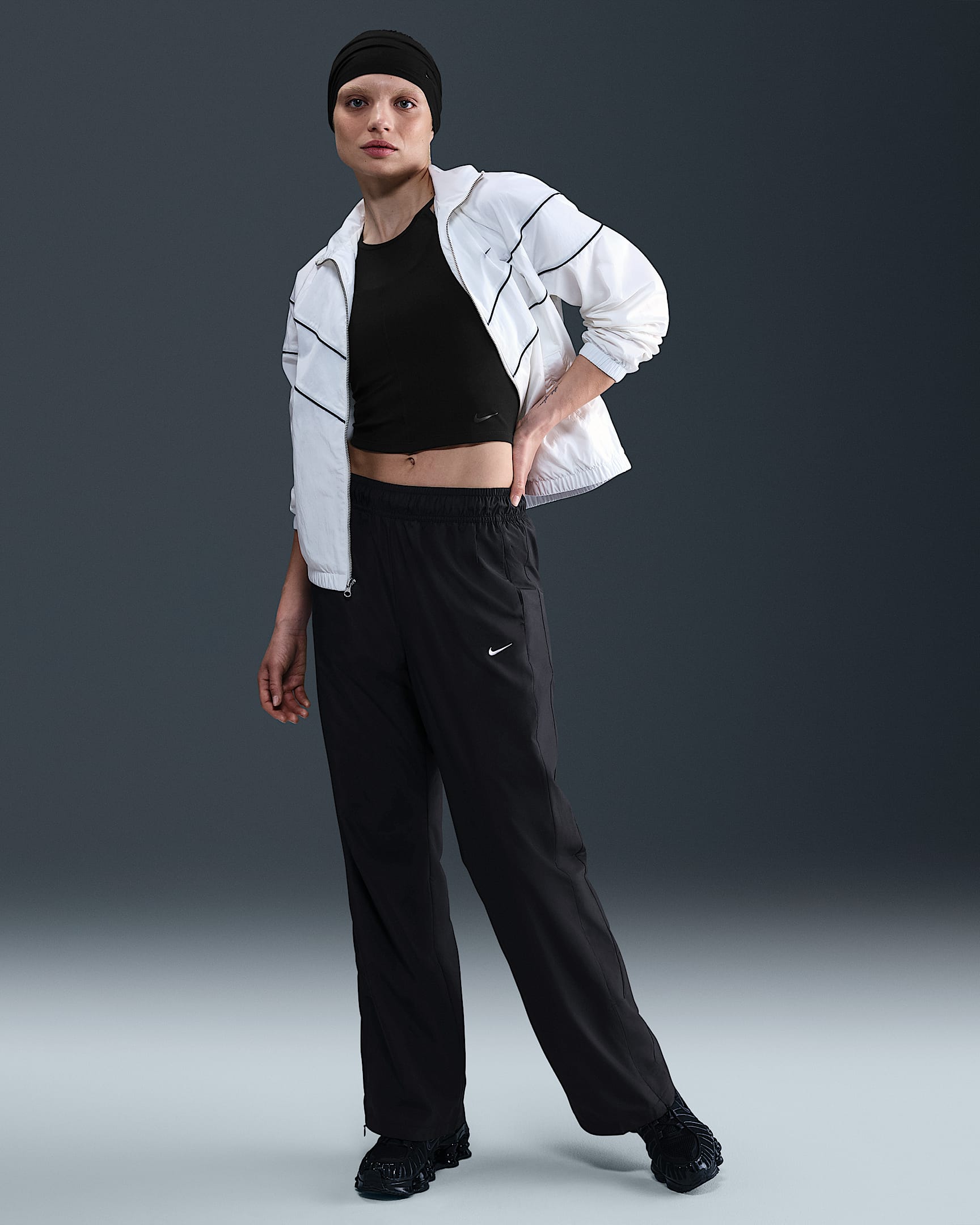 Nike Sportswear Classic Women's Mid-Rise Open-Hem Trousers - Black/Sail