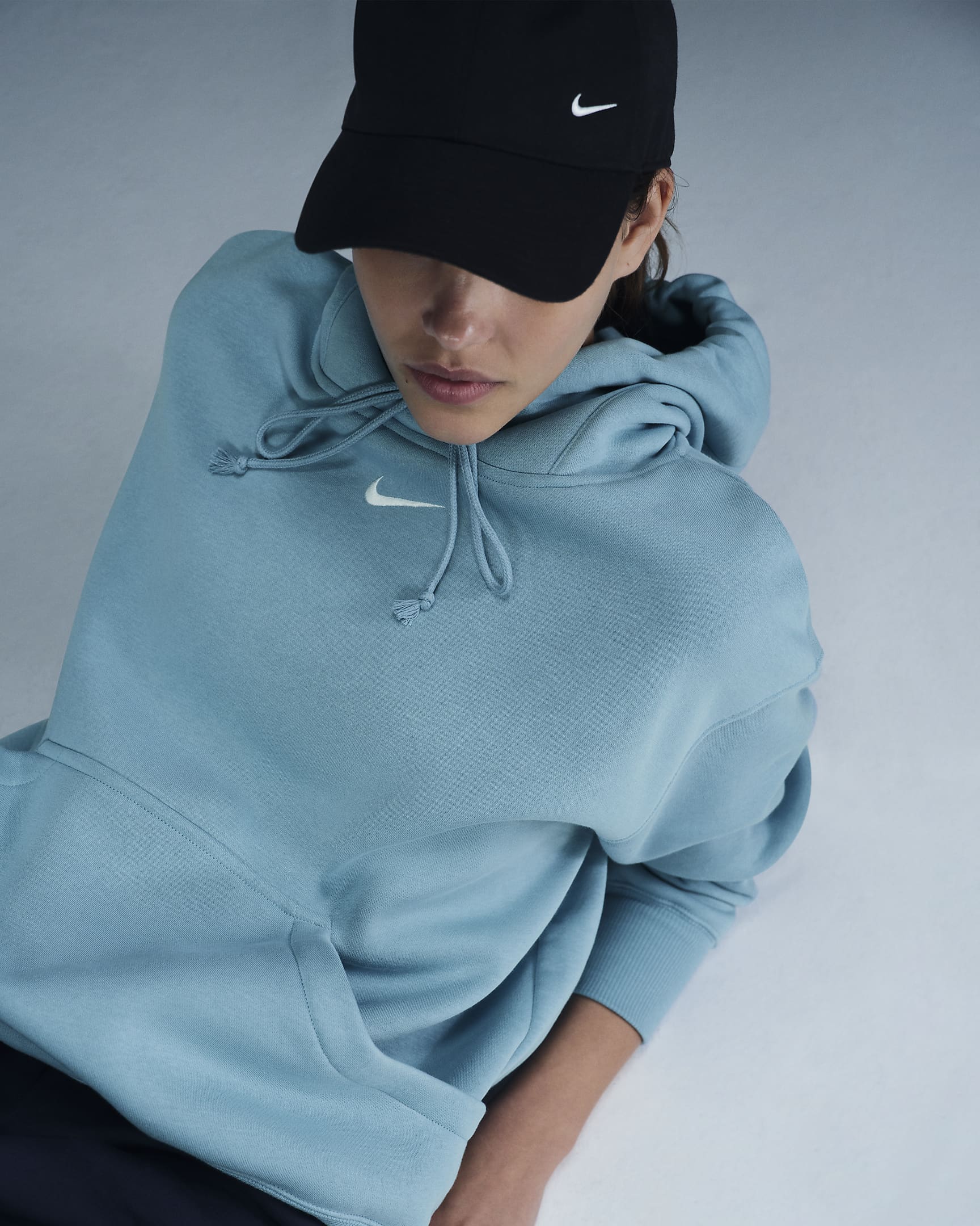 Sweat à capuche oversize Nike Sportswear Phoenix Fleece pour femme - Denim Turquoise/Sail