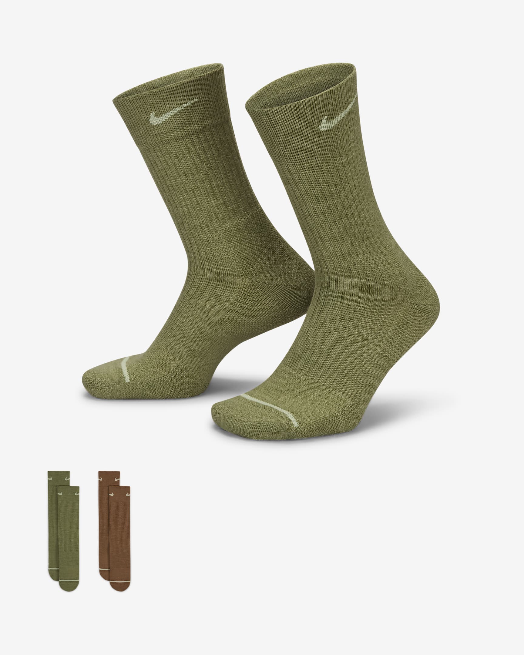 Nike Everyday Wool Cushioned Crew Socks (2 Pairs) - Multi-Color