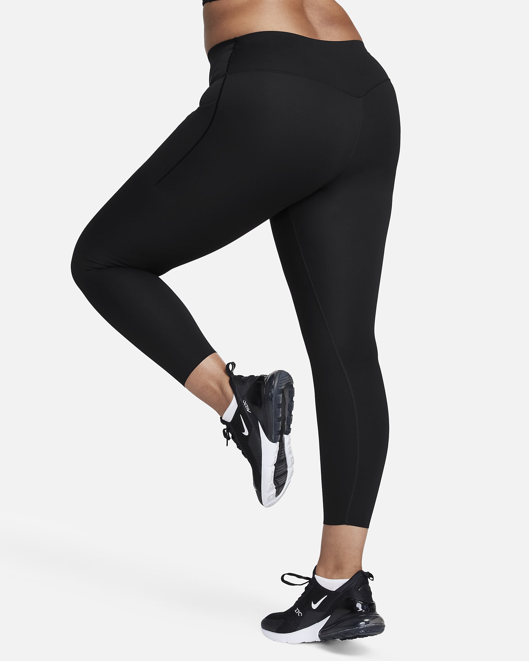 Nike Universa Women's Medium-Support Mid-Rise 7/8 Leggings with Pockets - Black/Black
