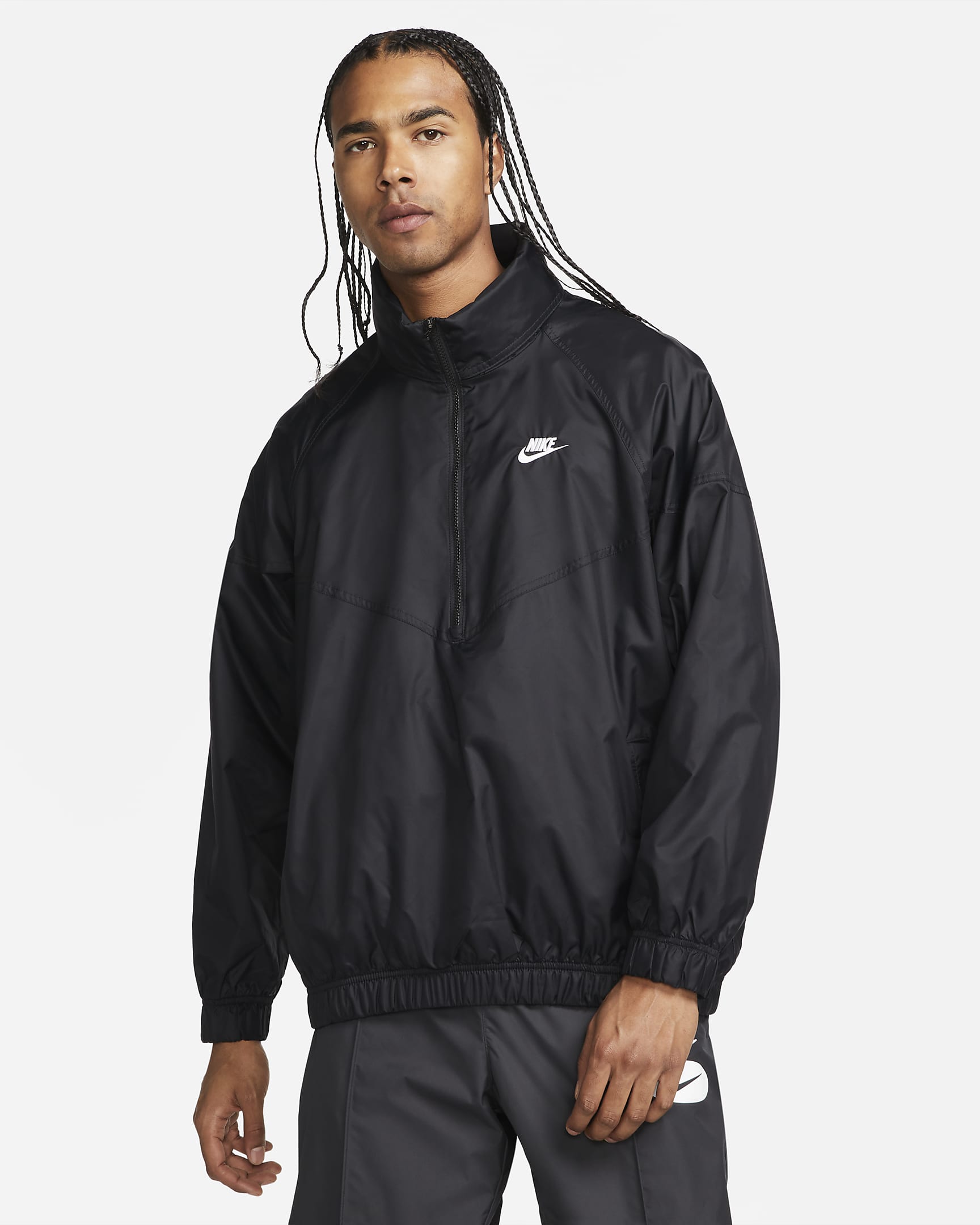 Chamarra tipo anorak para hombre Nike Windrunner - Negro/Blanco