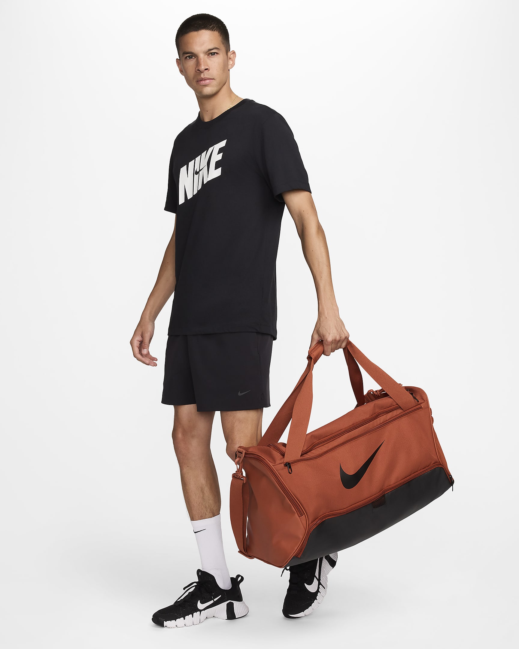 Nike Brasilia 9.5 Training Duffel Bag (Medium, 60L) - Burnt Sunrise/Black/Black