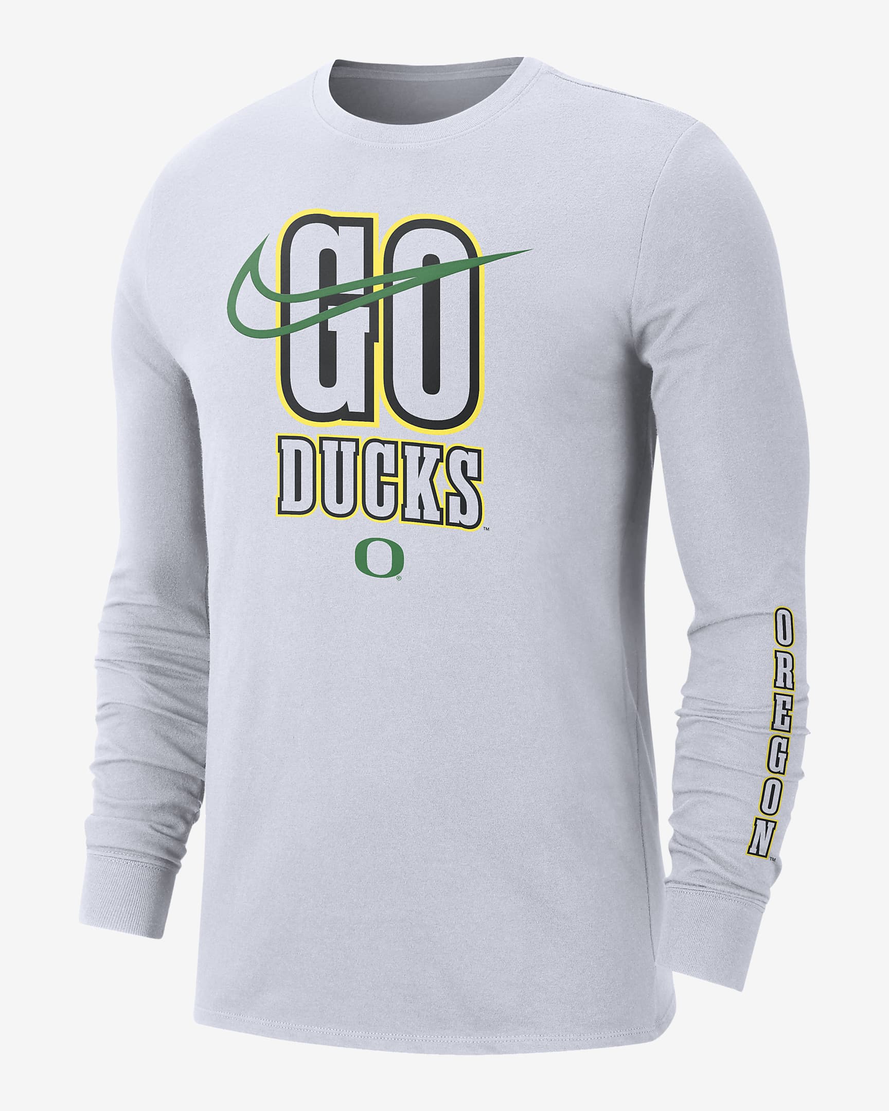 Oregon Back 2 School Men's Nike College Crew-Neck Long-Sleeve T-Shirt - Summit White
