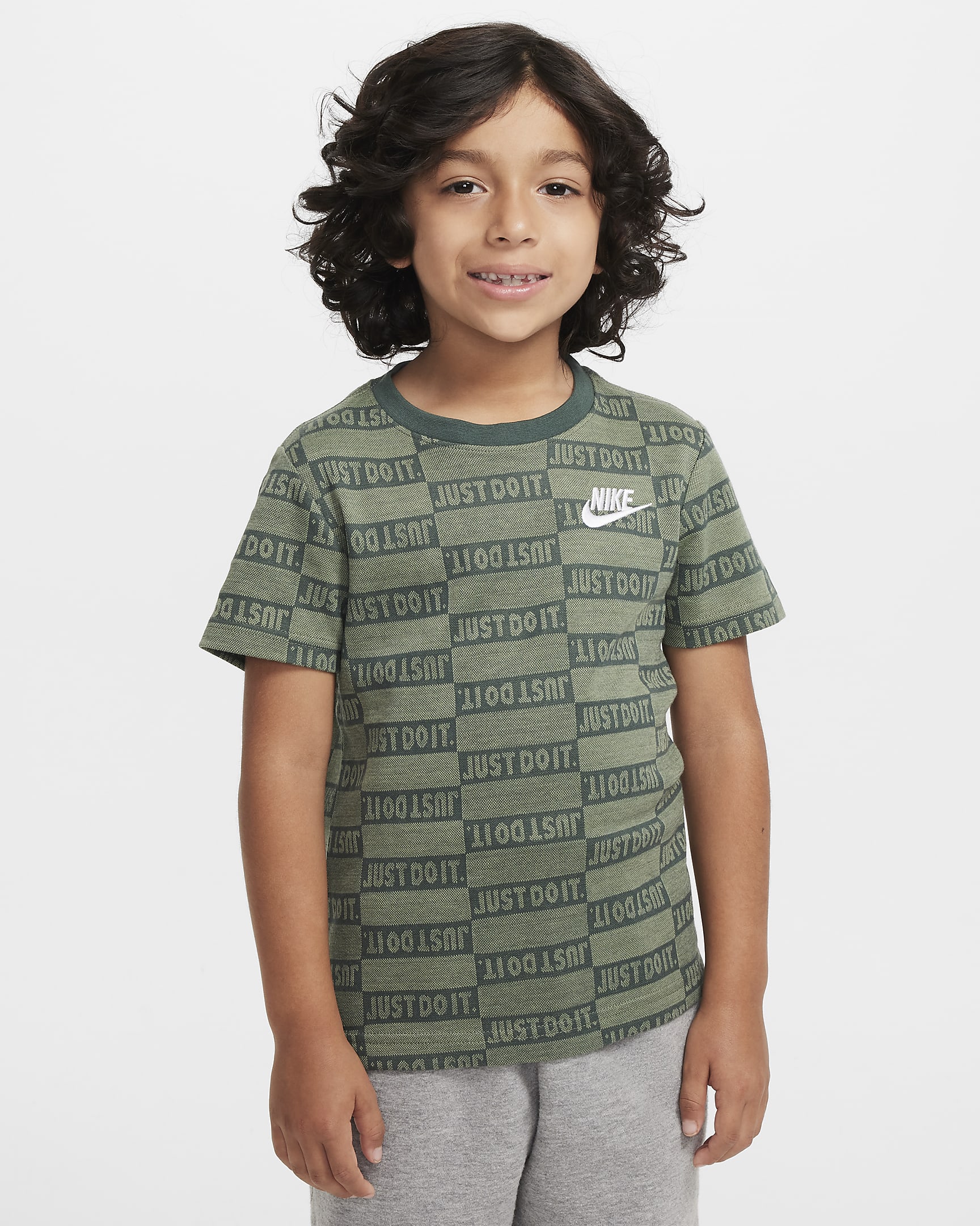 Playera de jacquard para niños de preescolar Nike "Just Do It" - Verde aceite