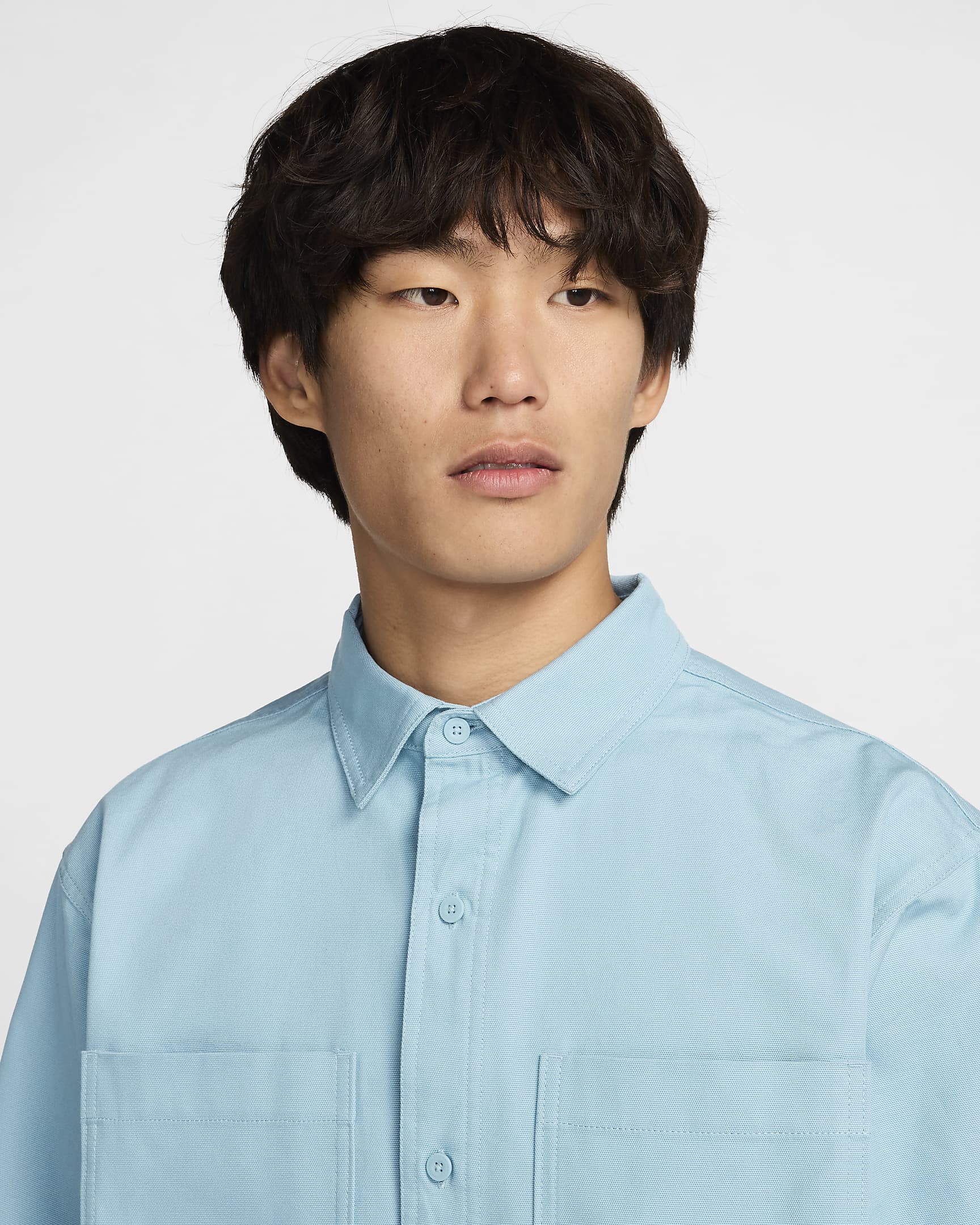 Nike SB Long-Sleeve Woven Skate Top - Denim Turquoise/White