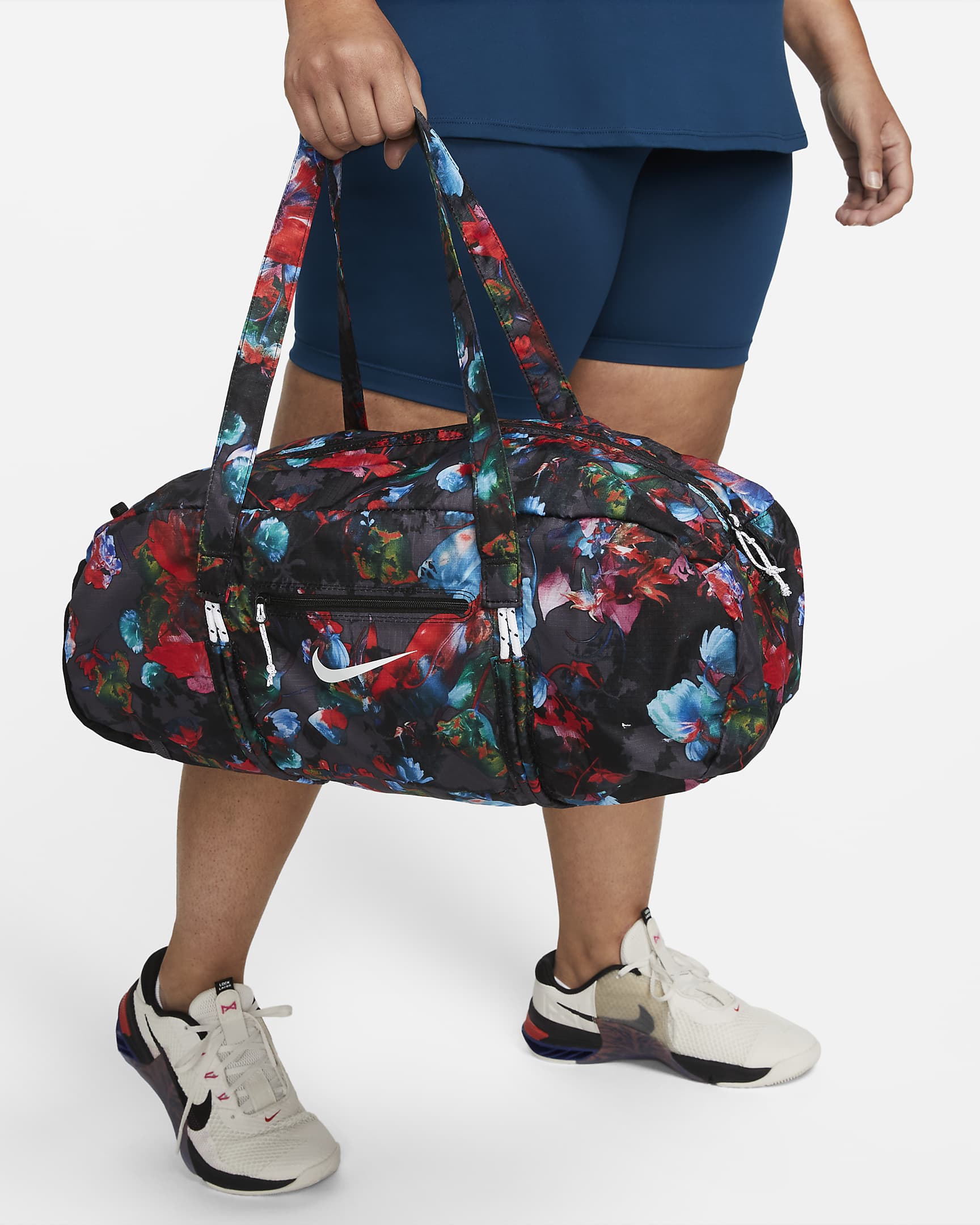 Nike Printed Stash Duffel (21L) - Black/Black/White