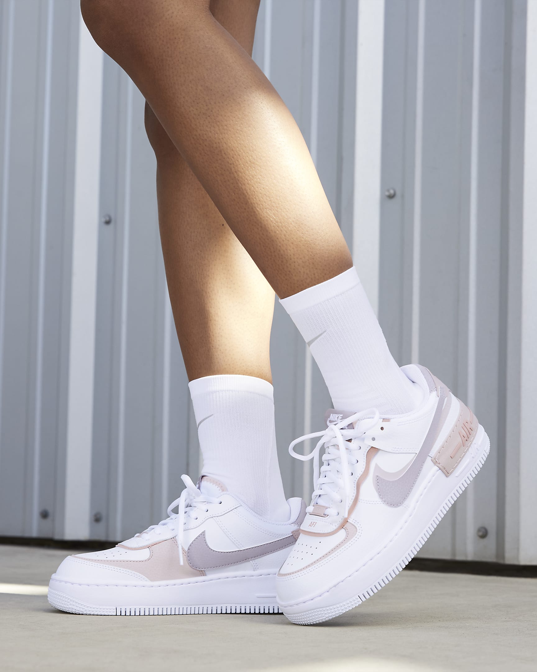 Buty damskie Nike Air Force 1 Shadow - Biel/Pink Oxford/Rose Whisper/Amethyst Ash