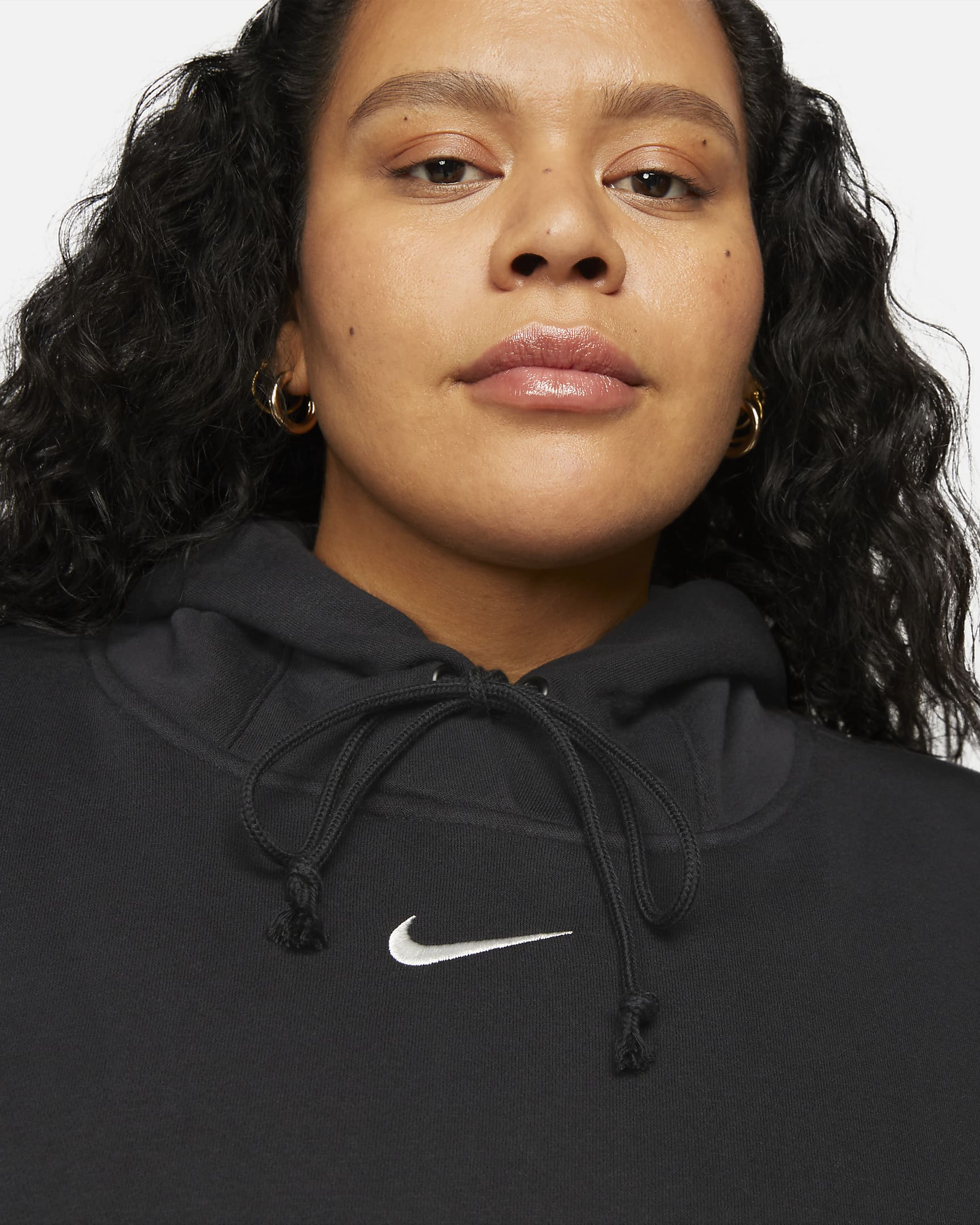 Nike Sportswear Phoenix Fleece Sudadera con capucha oversize de tejido Fleece (Talla grande) - Mujer - Negro/Sail