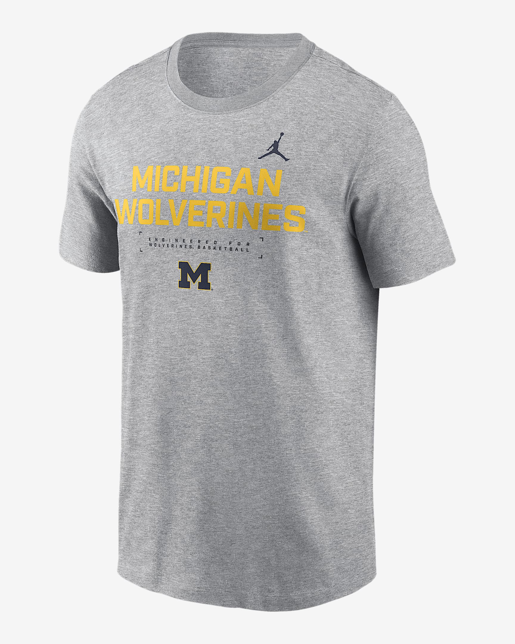 Playera universitaria marca Jordan Dri-FIT para hombre Michigan Courtside Basketball - Gris