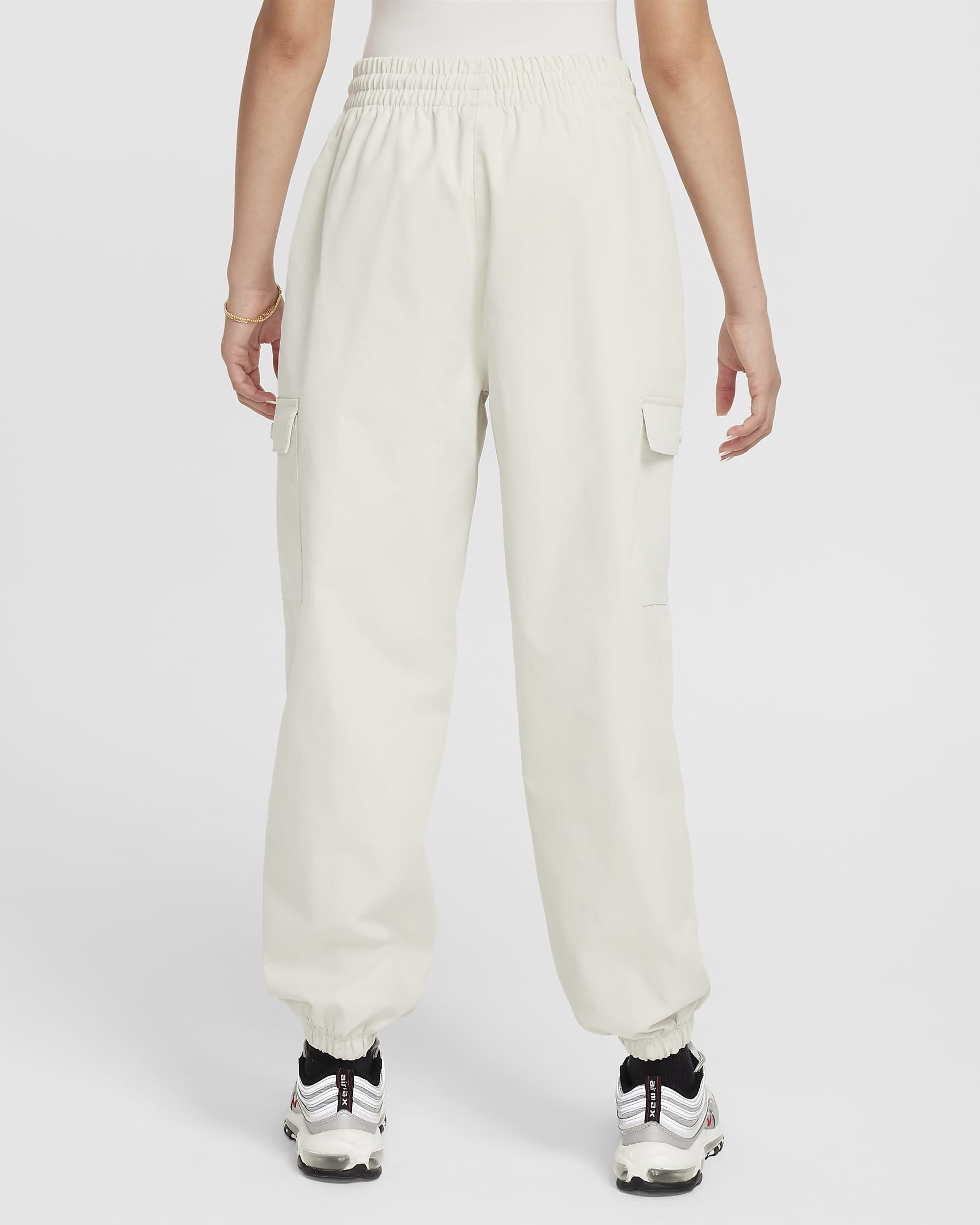 Nike Sportswear Girls' Cargo Trousers - Light Bone/White