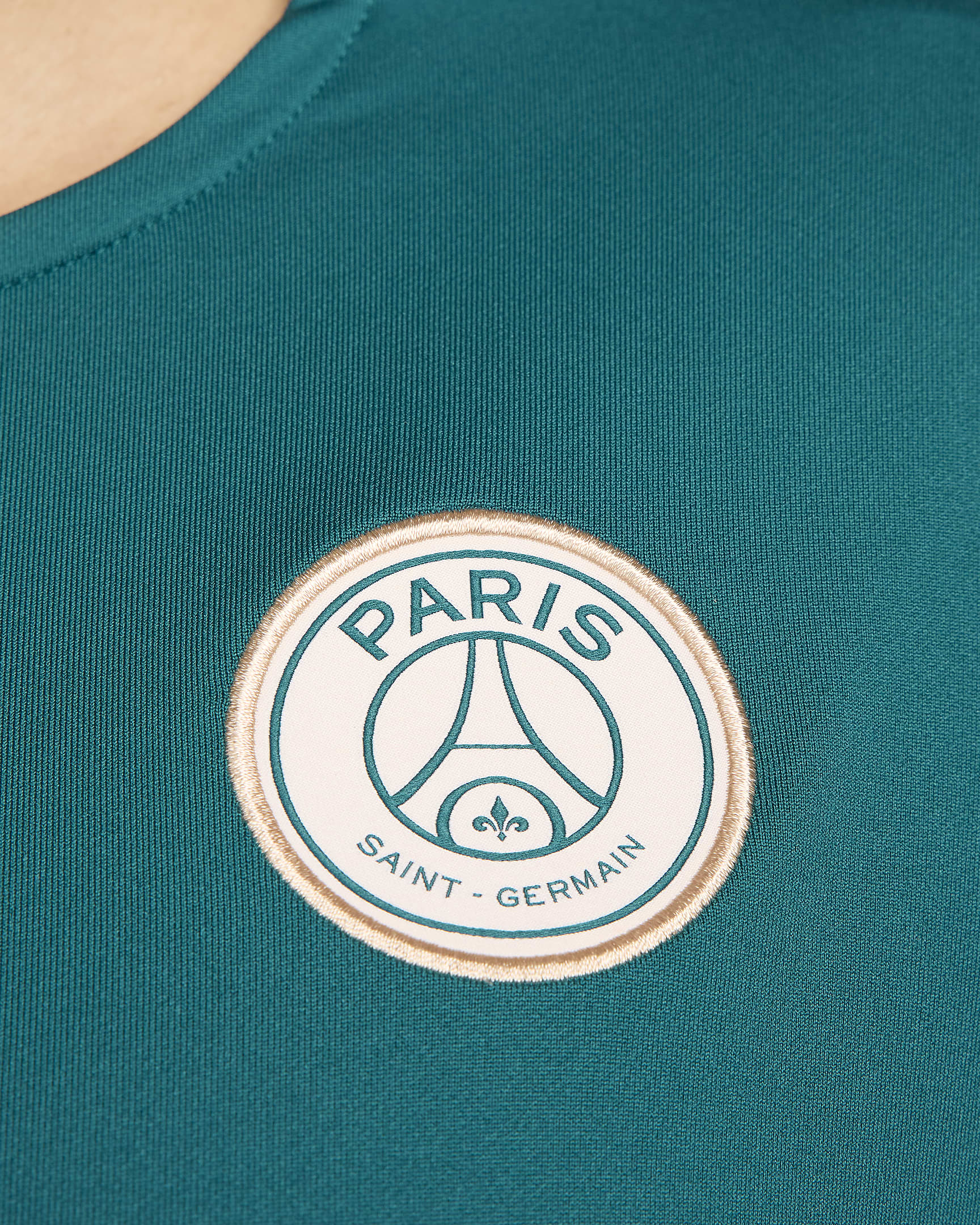 Haut de foot en maille à col ras-du-cou Nike Dri-FIT Paris Saint-Germain Strike pour femme - Geode Teal/Geode Teal/Bordeaux/Guava Ice