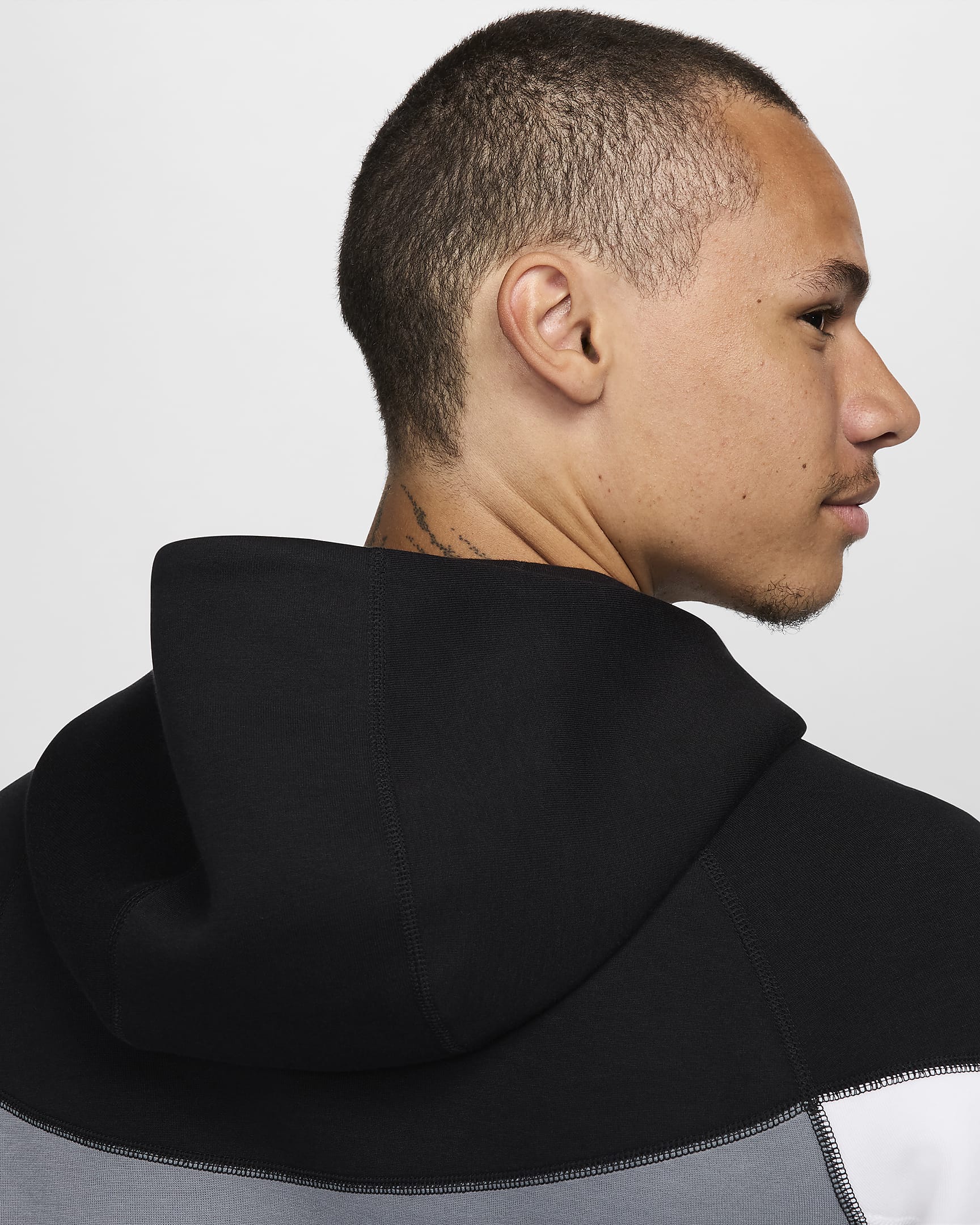 Sweat à capuche entièrement zippé Nike Sportswear Tech Fleece Windrunner pour Homme - Noir/Cool Grey/Blanc/Metallic Gold