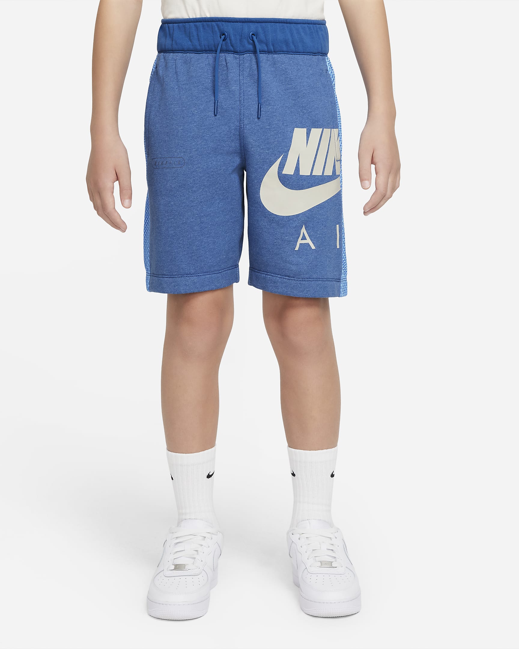 Nike Air Big Kids' (Boys') French Terry Shorts - Dark Marina Blue/Heather/University Blue/Light Bone
