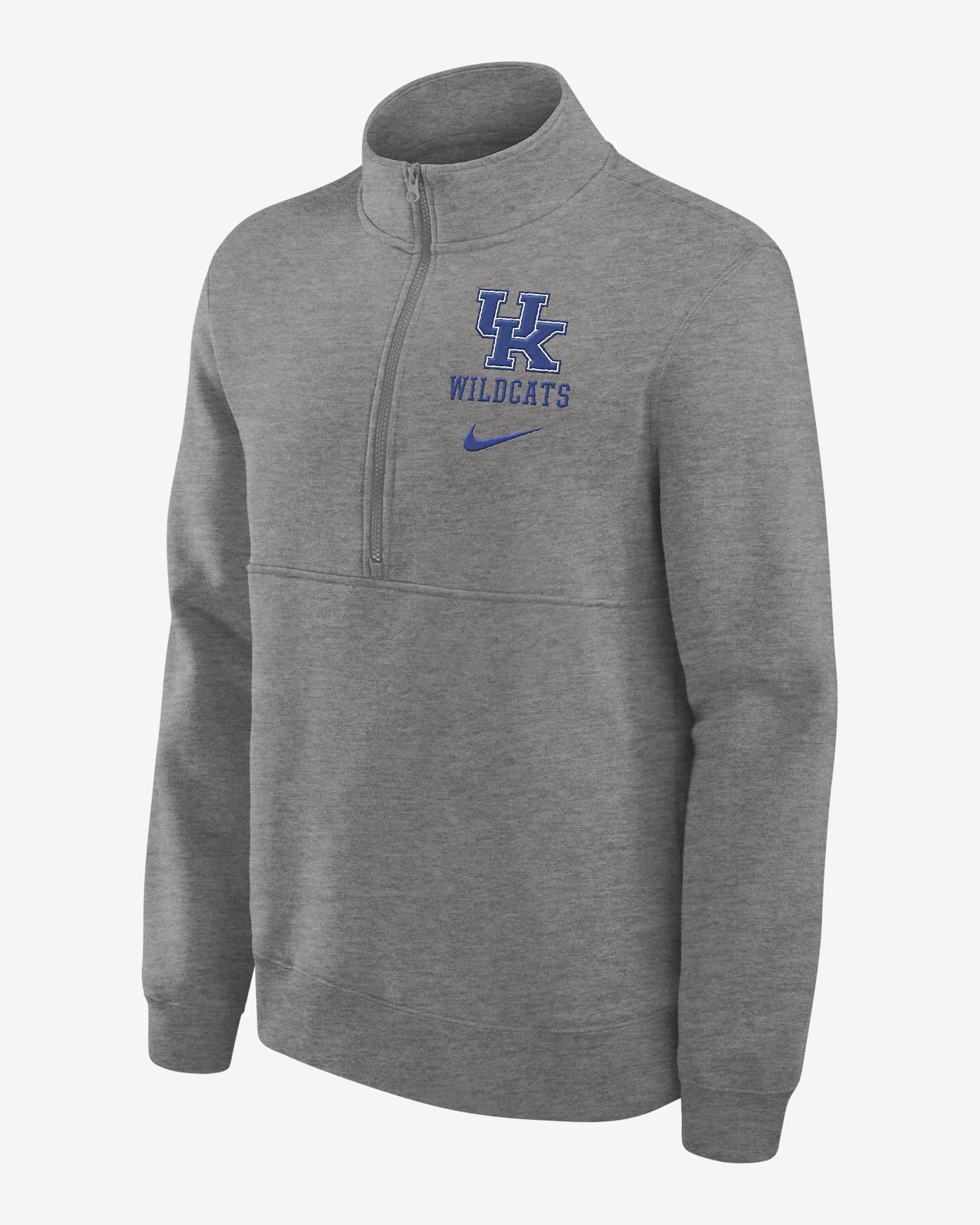 Kentucky Wildcats Primetime Club Men's Nike College 1/2-Zip Crew - Grey Heather