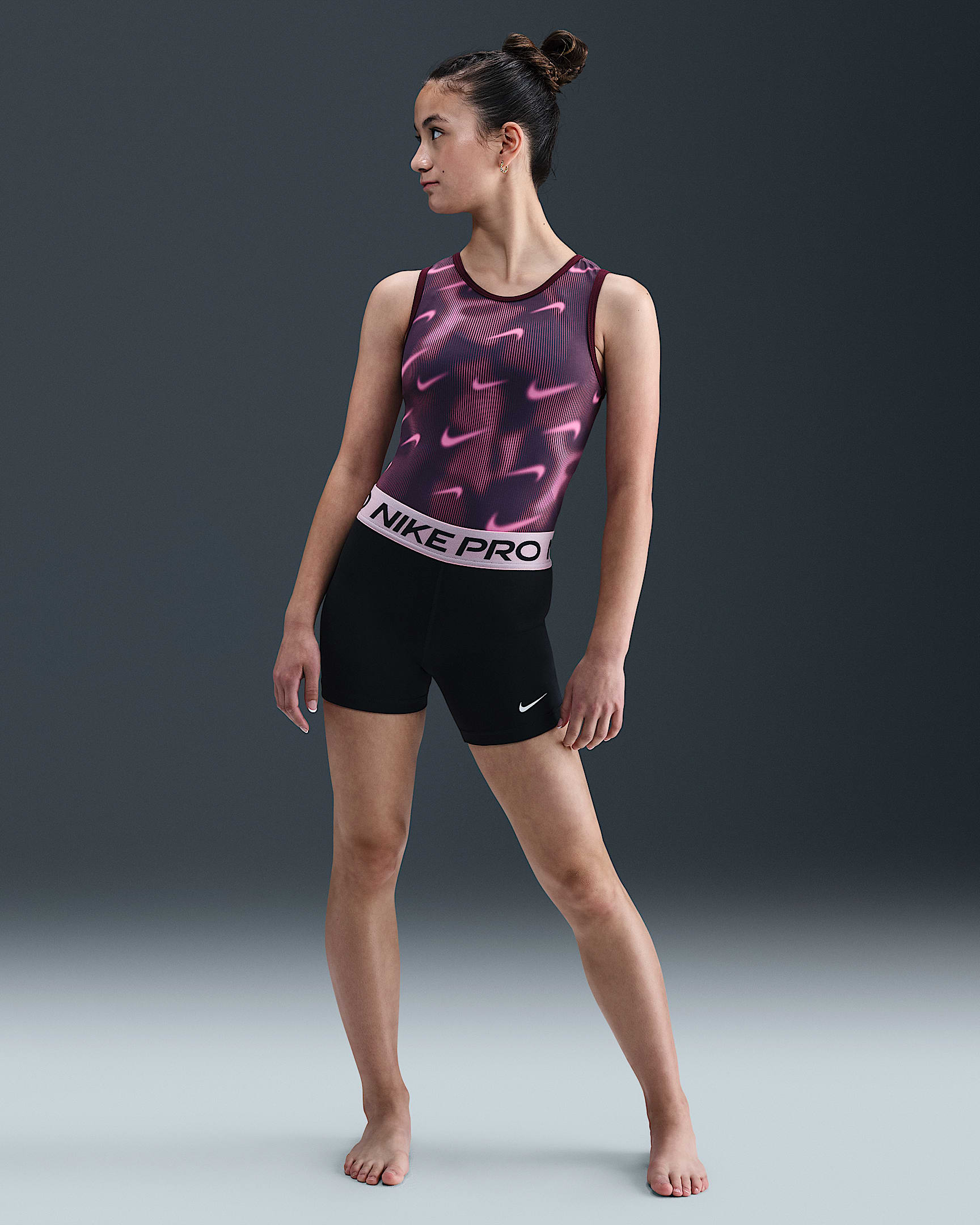 Nike Gymnastics Nike Smoky Swoosh Leotard - Pink