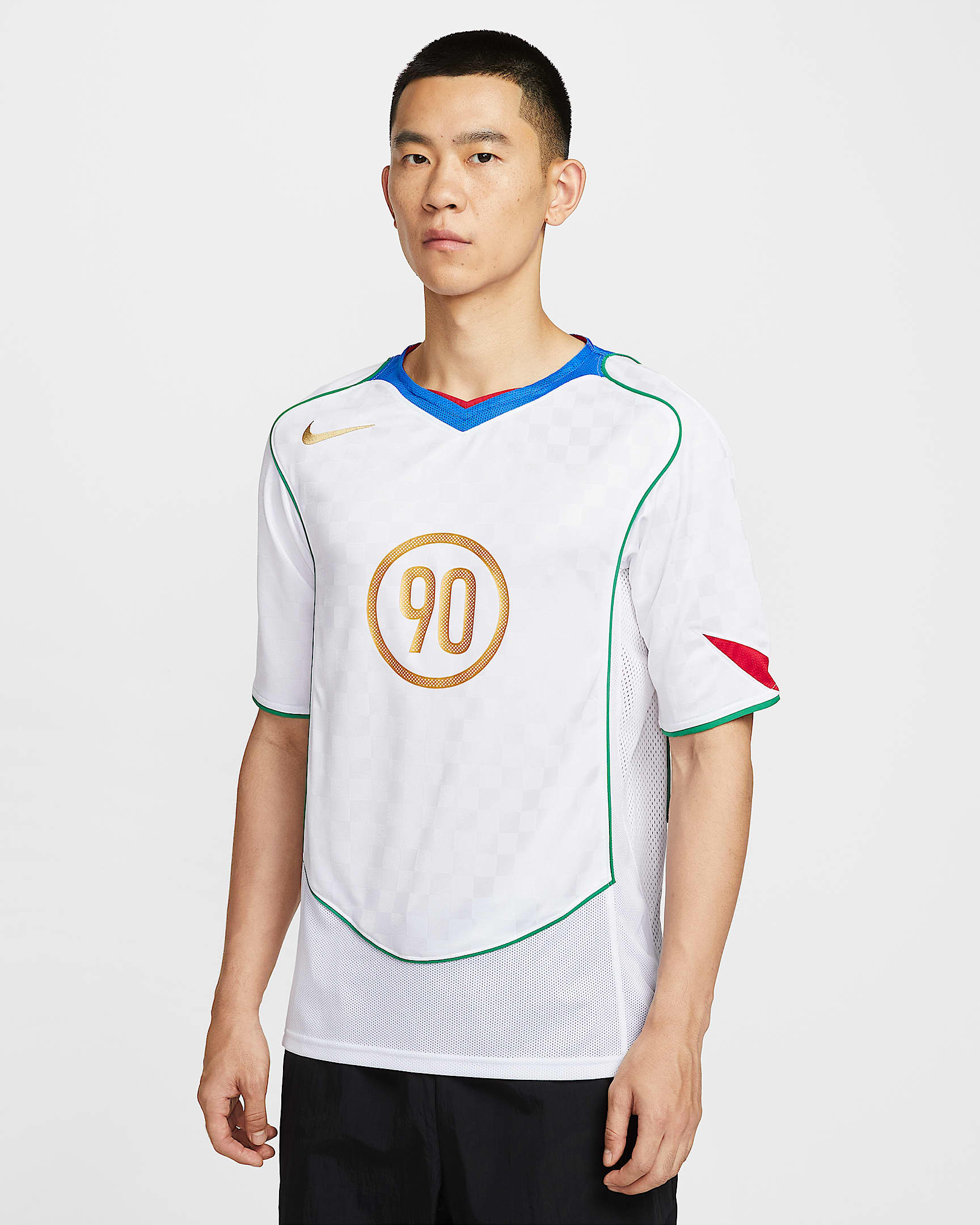 Nike Total 90 男款 Dri-FIT 足球衣 - 白色/Italy Blue/Sport Red/Metallic Gold