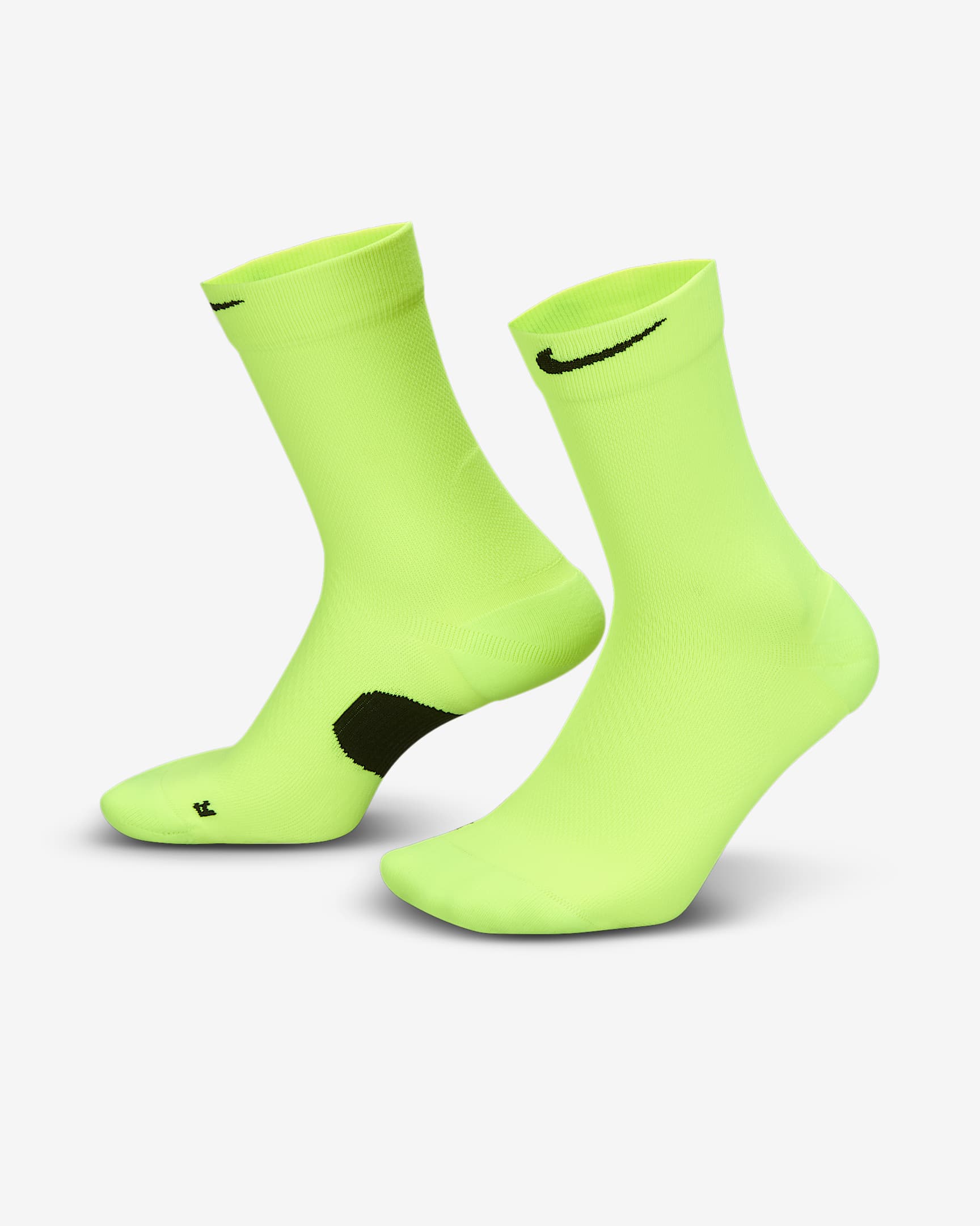 Nike Midweight Running Crew Socks (1 Pair) - Volt/Black/Black