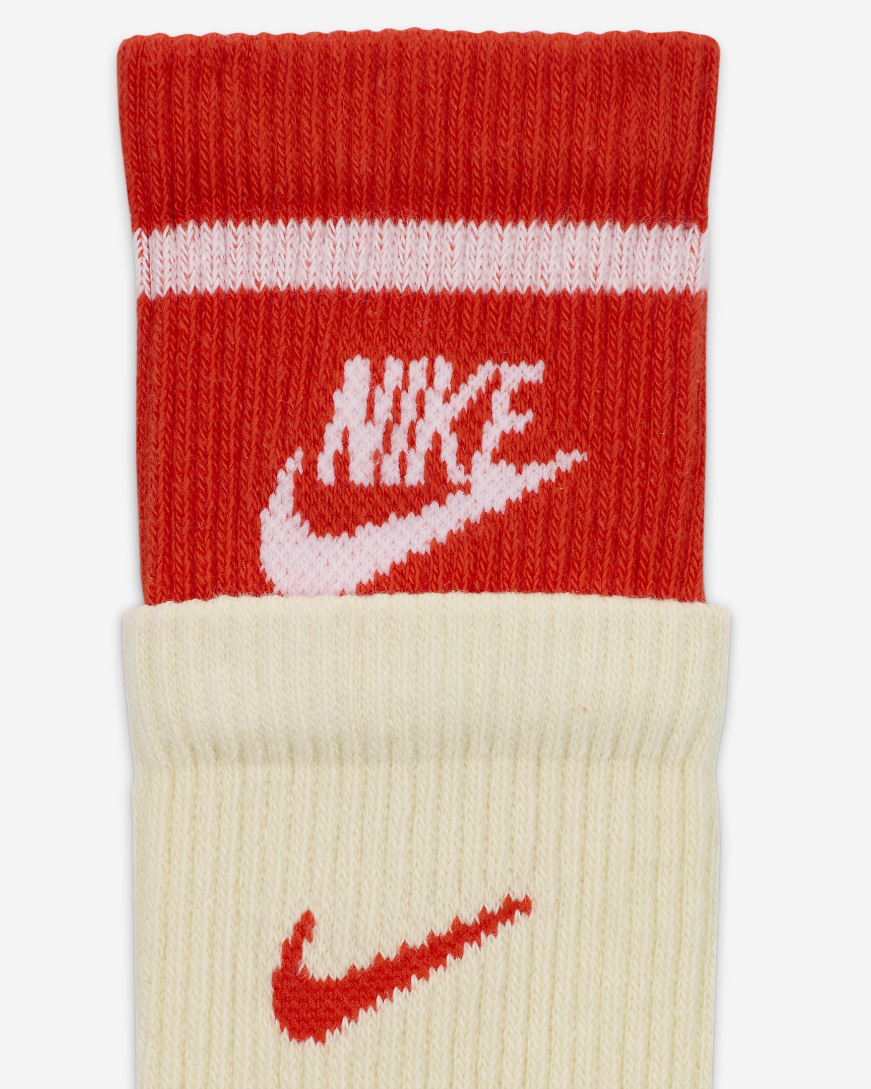 Nike Everyday Plus gepolsterte Crew-Socken (1 Paar) - Coconut Milk/Picante Red/Weiß