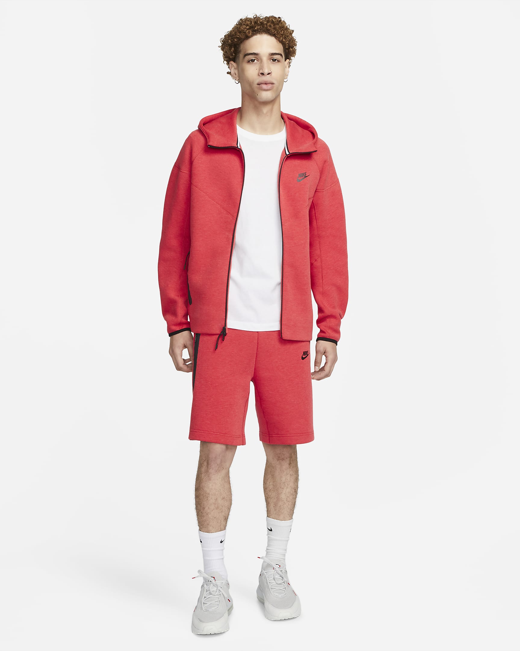 Spodenki męskie Nike Sportswear Tech Fleece - Light University Red Heather/Czerń