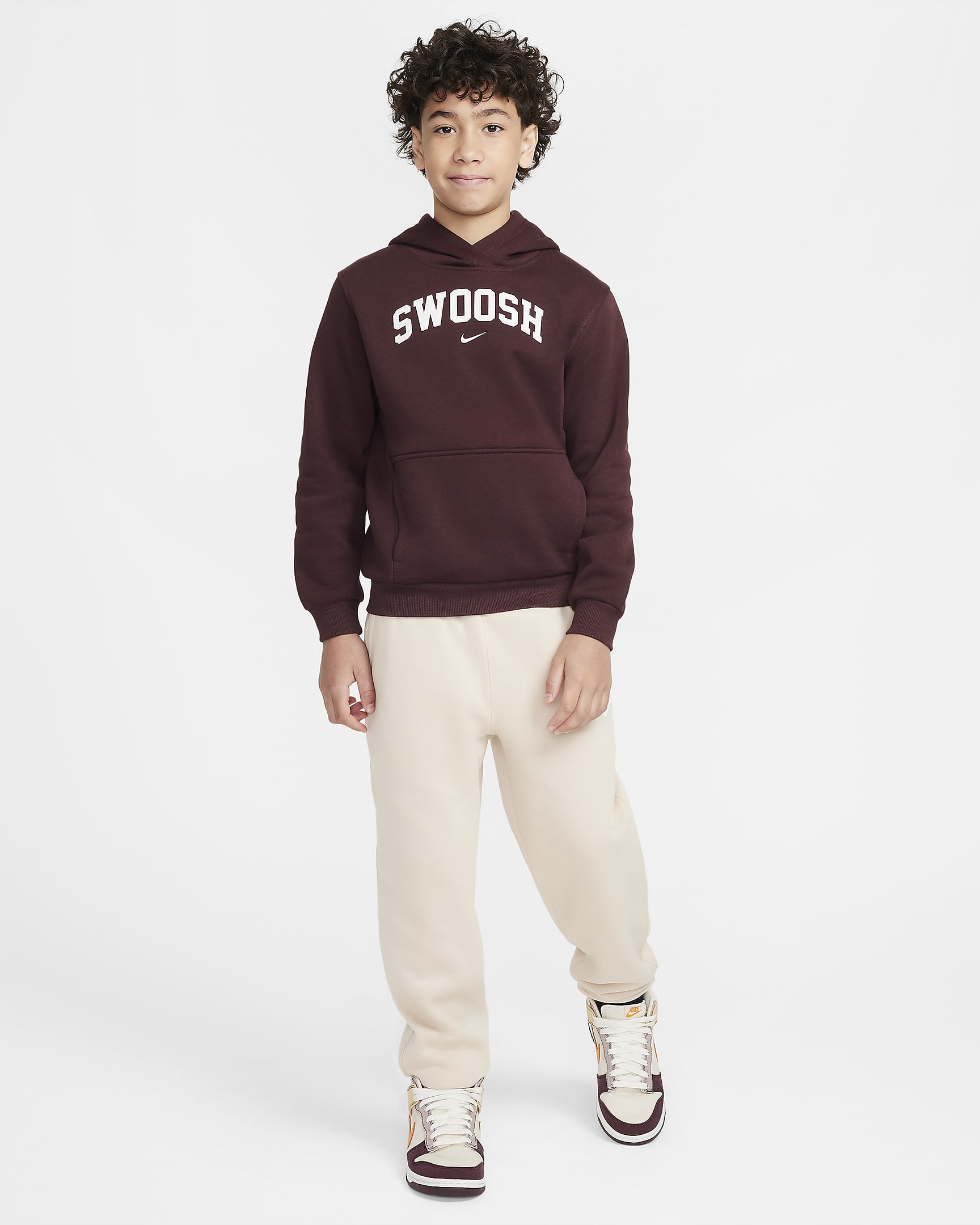 Sudadera con gorro para niños talla grande Nike Sportswear Club Fleece - Burdeos enérgico/Vela