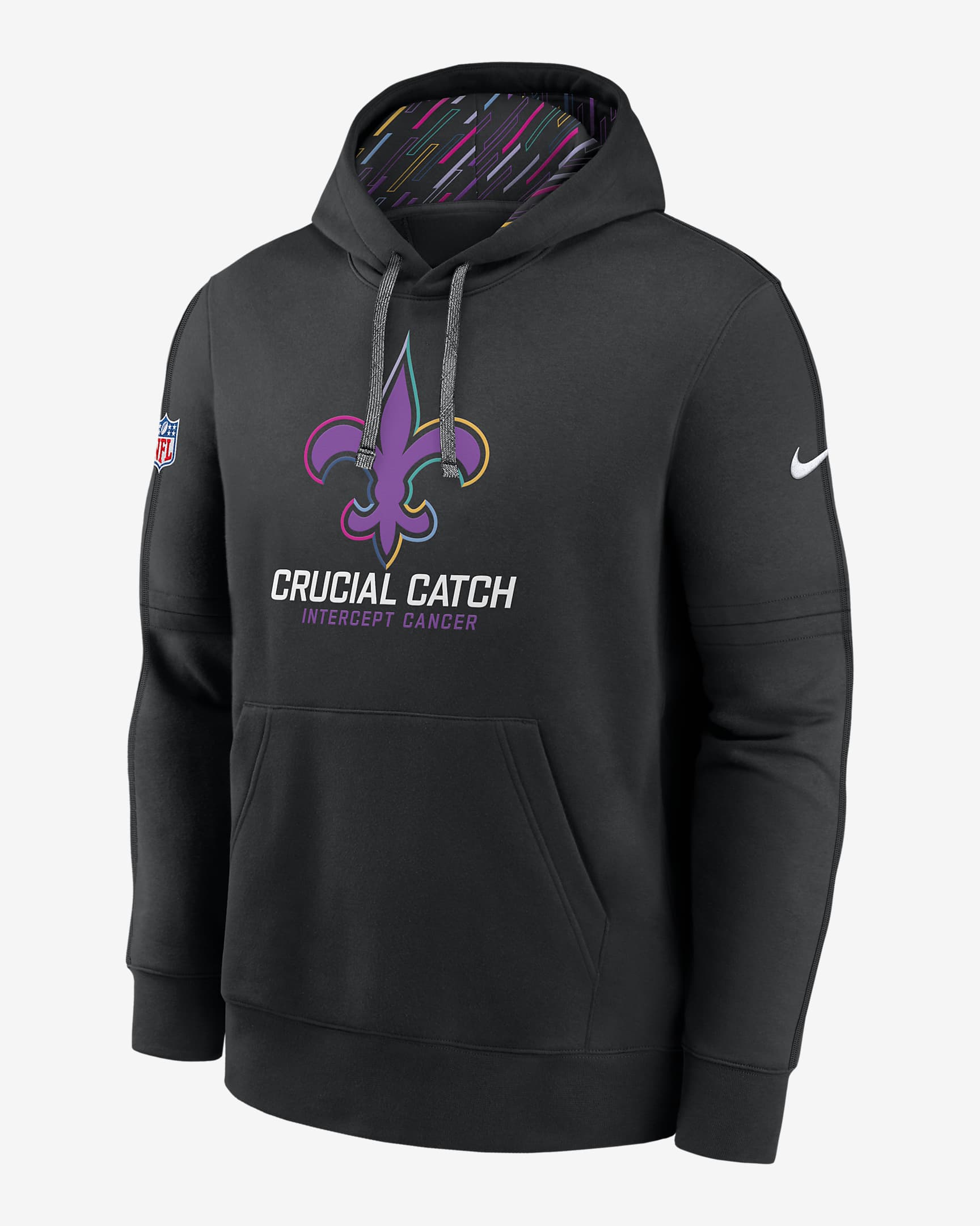 Sudadera con gorro sin cierre Nike de la NFL para hombre New Orleans Saints Crucial Catch Club - Negro