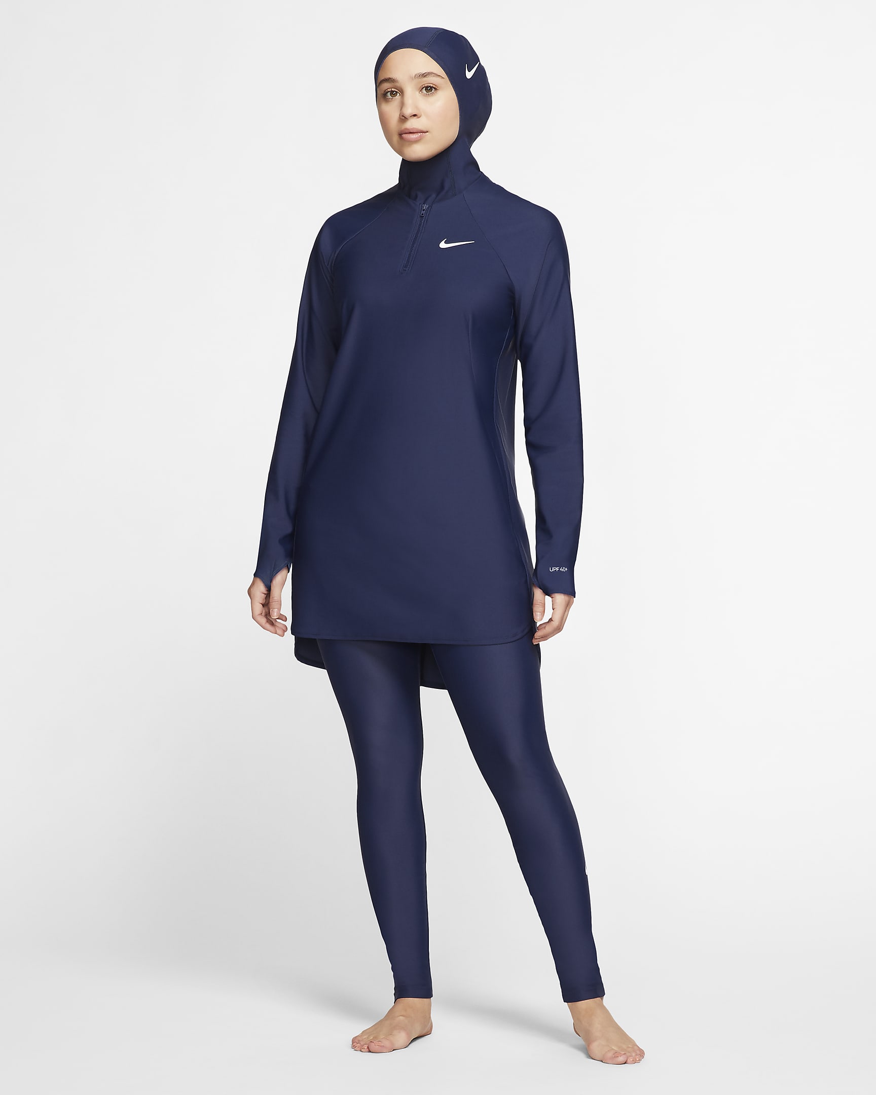 Tunique de bain intégrale Nike Victory pour Femme - Midnight Navy/Midnight Navy/Blanc