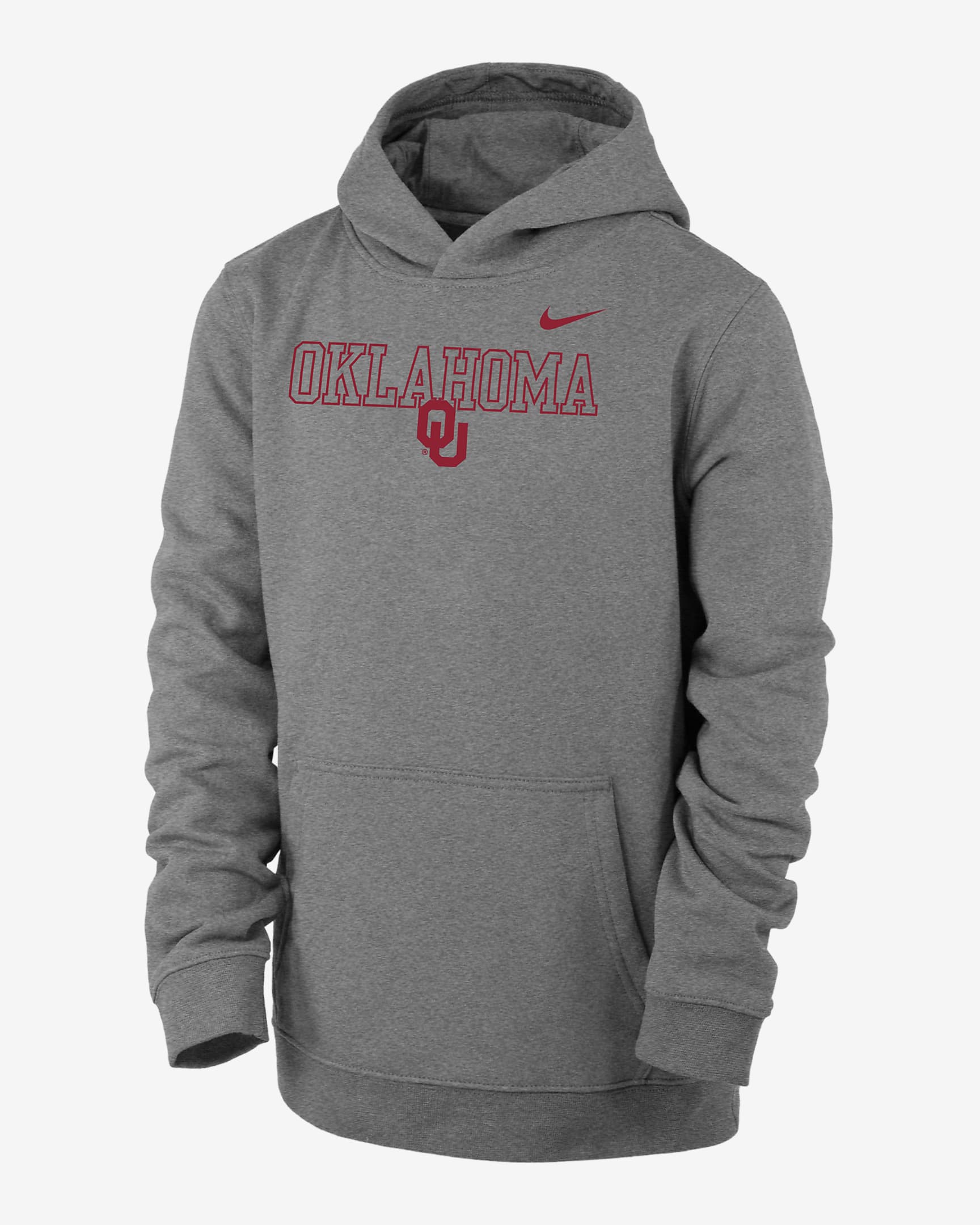 Oklahoma Club Fleece Big Kids' (Boys') Nike College Hoodie - Dark Grey Heather