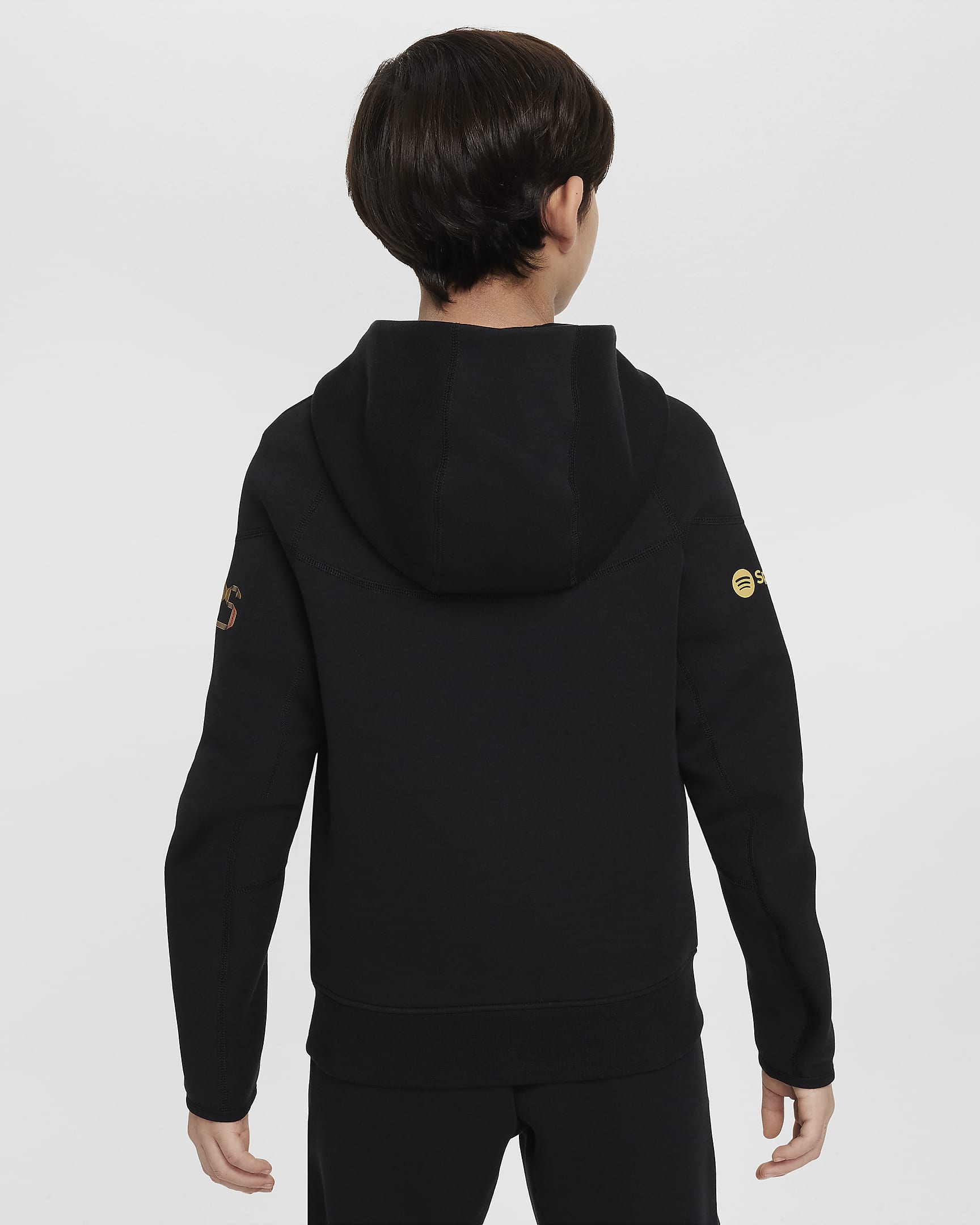 FC Barcelona Tech Fleece Nike Fußball-Kapuzenjacke für ältere Kinder (Jungen) - Schwarz/Club Gold