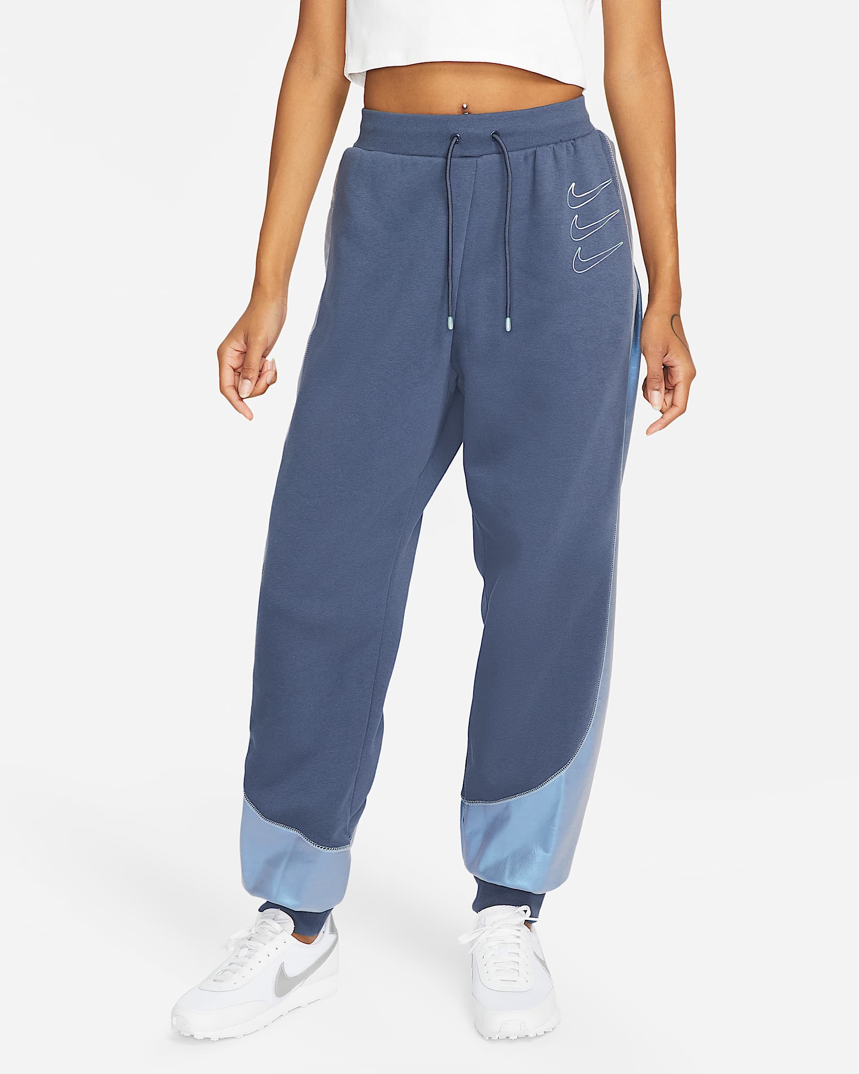 Pantalones de entrenamiento de tejido Fleece con gráficos para mujer Nike Sportswear - Trueno azul