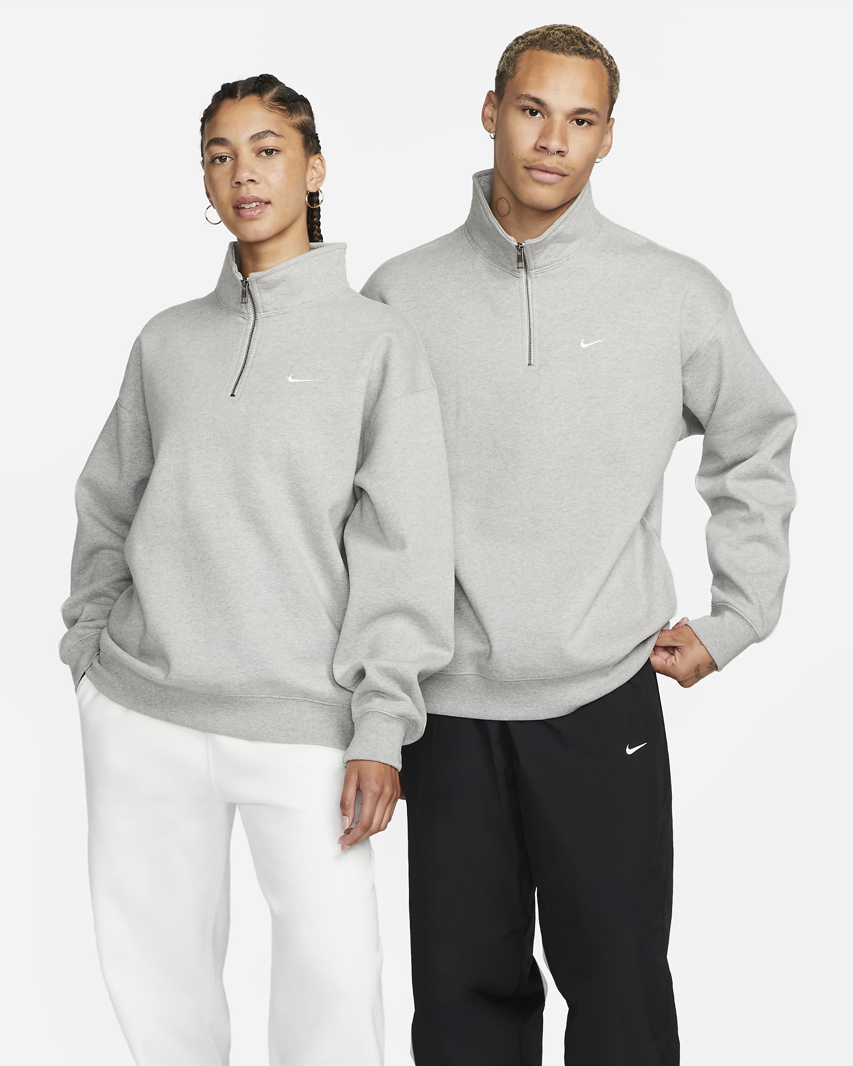Nike Solo Swoosh Men's 1/4-Zip Top - Dark Grey Heather/White