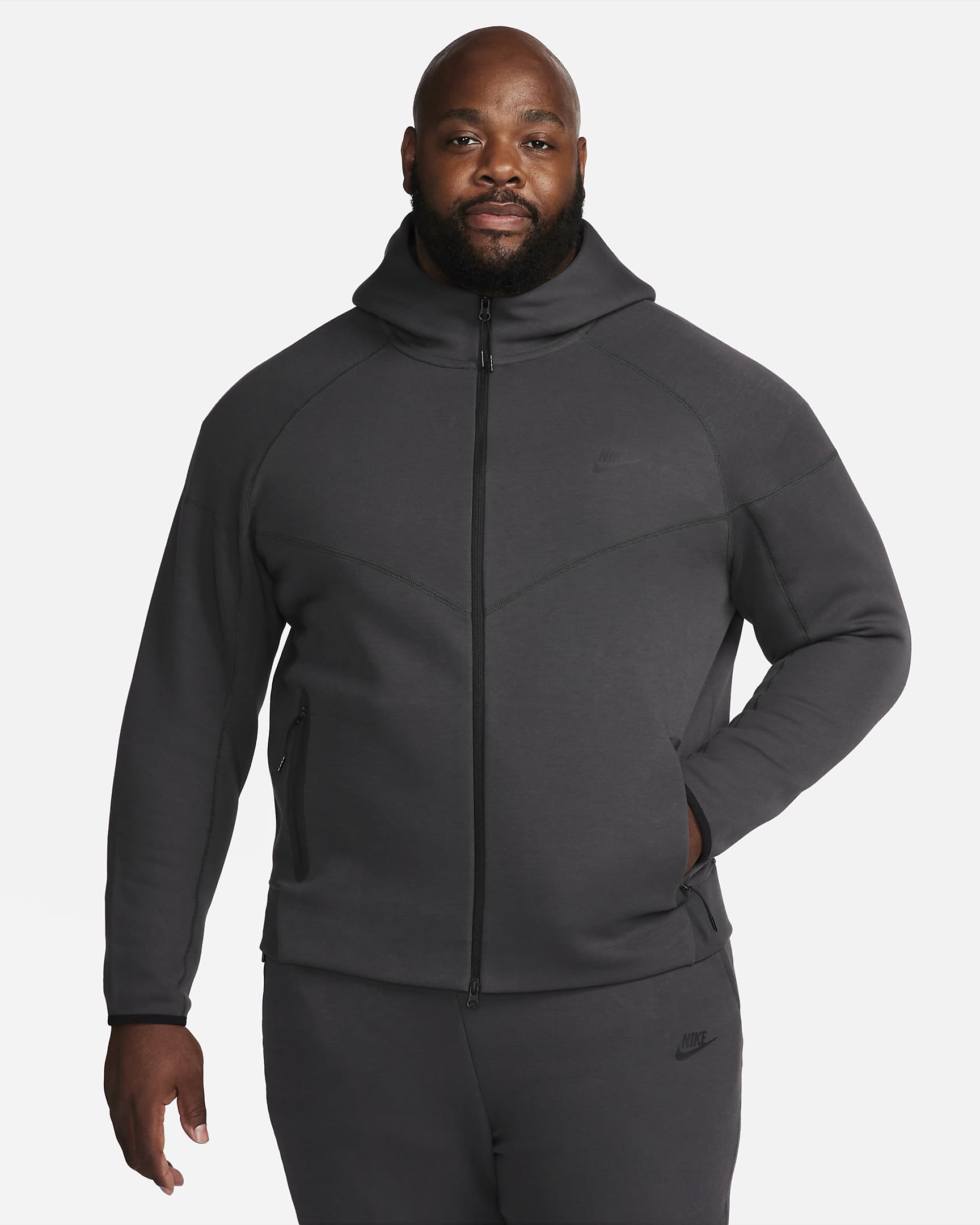 Hoodie com fecho completo Nike Sportswear Tech Fleece Windrunner para homem - Anthracite/Preto