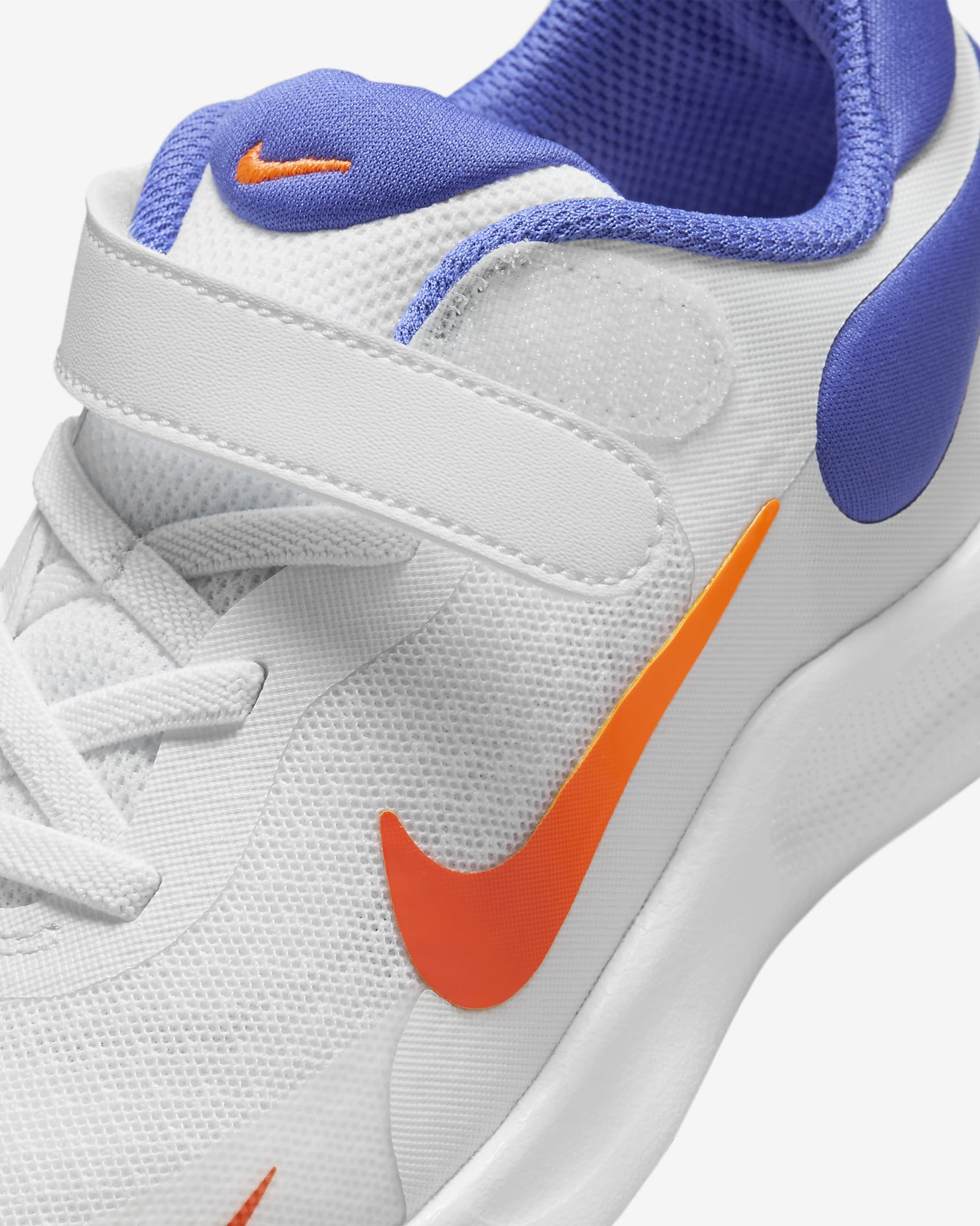 Tenis para niños de preescolar Nike Revolution 7 - Blanco/Azul astronómico/Naranja total/Naranja team