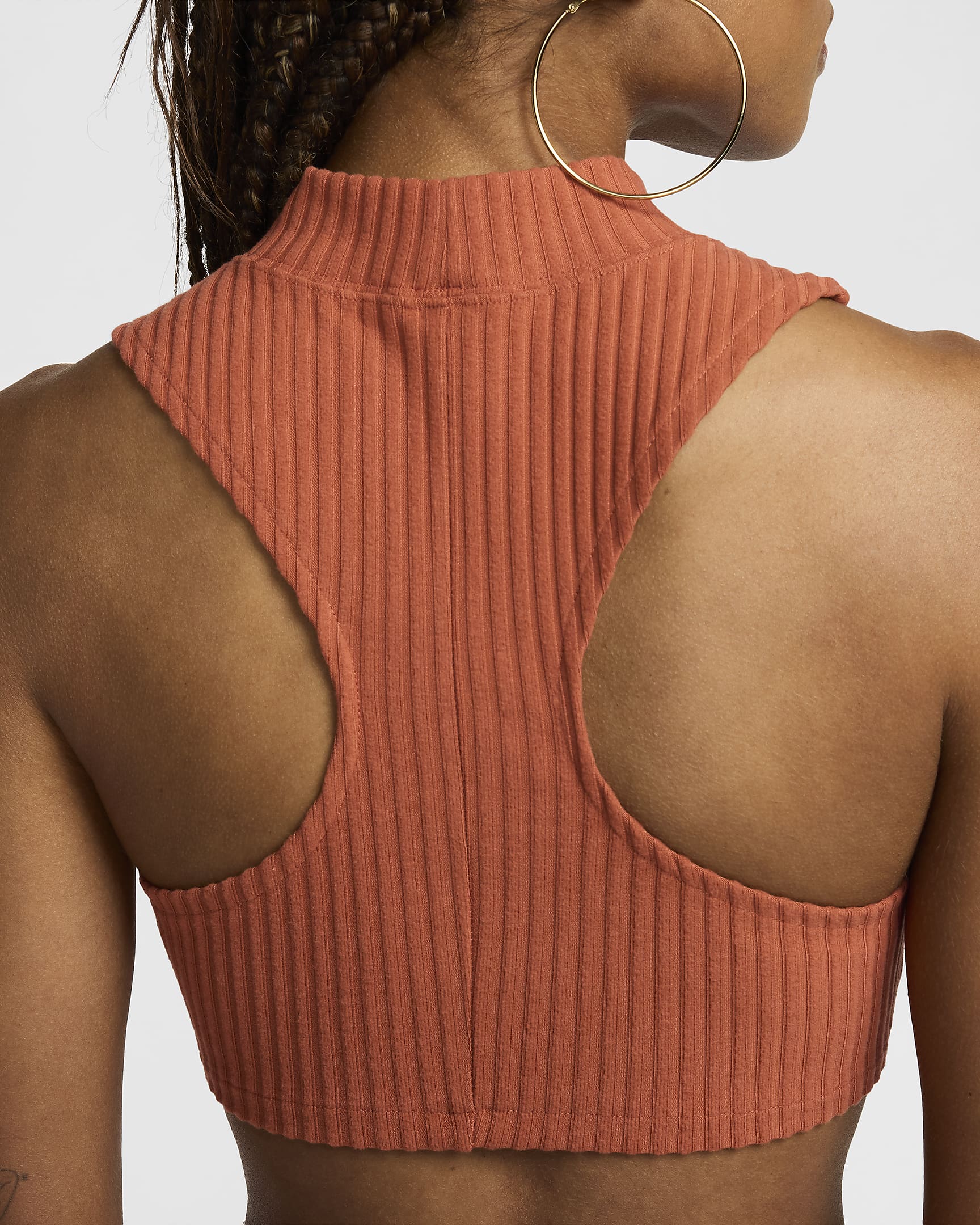 Nike Sportswear Chill Rib Women's Tight Mock-Neck Cropped Tank Top - Burnt Sunrise/Burnt Sunrise