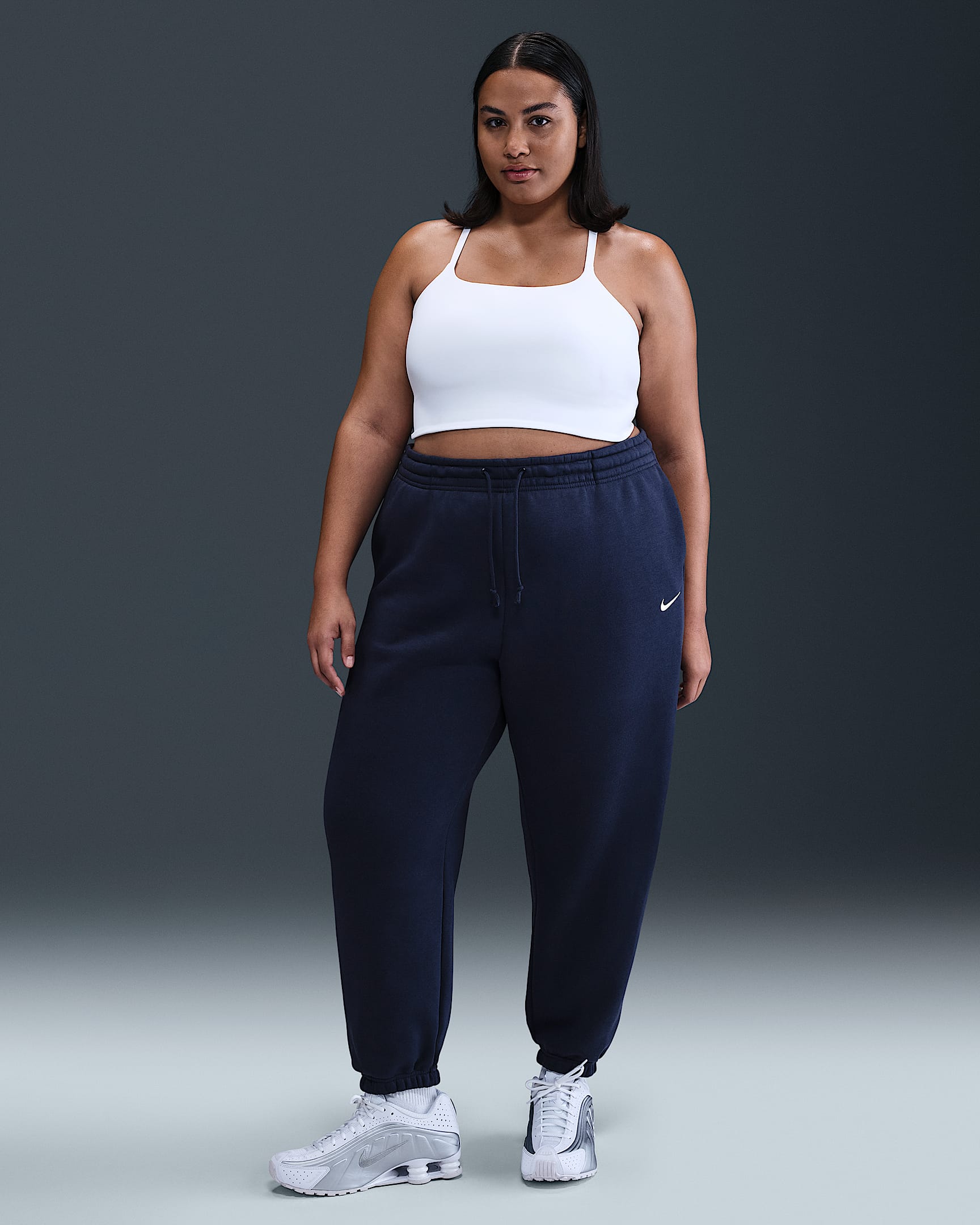 Nike Sportswear Phoenix Fleece Women's High-Waisted Oversized Sweatpants (Plus Size) - Midnight Navy/Sail