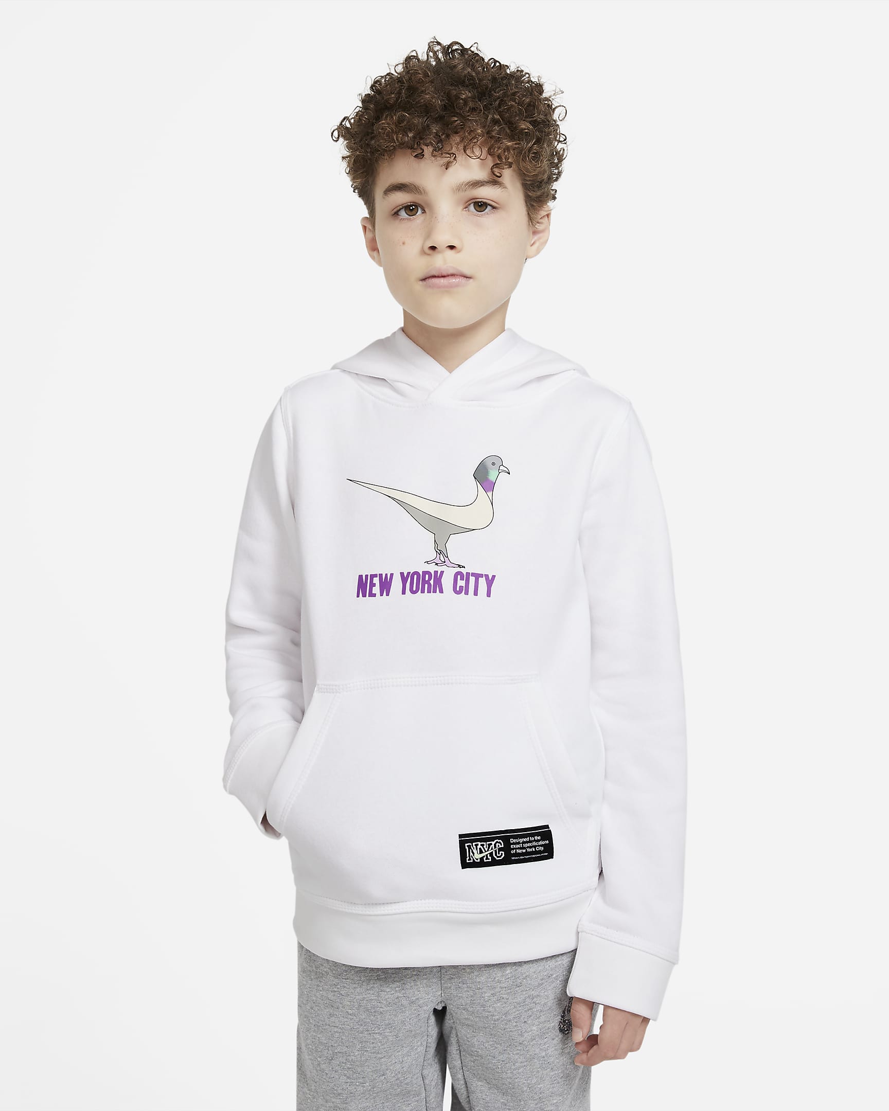 Nike Sportswear Club Fleece Big Kids' (Boys') Pullover Hoodie - White