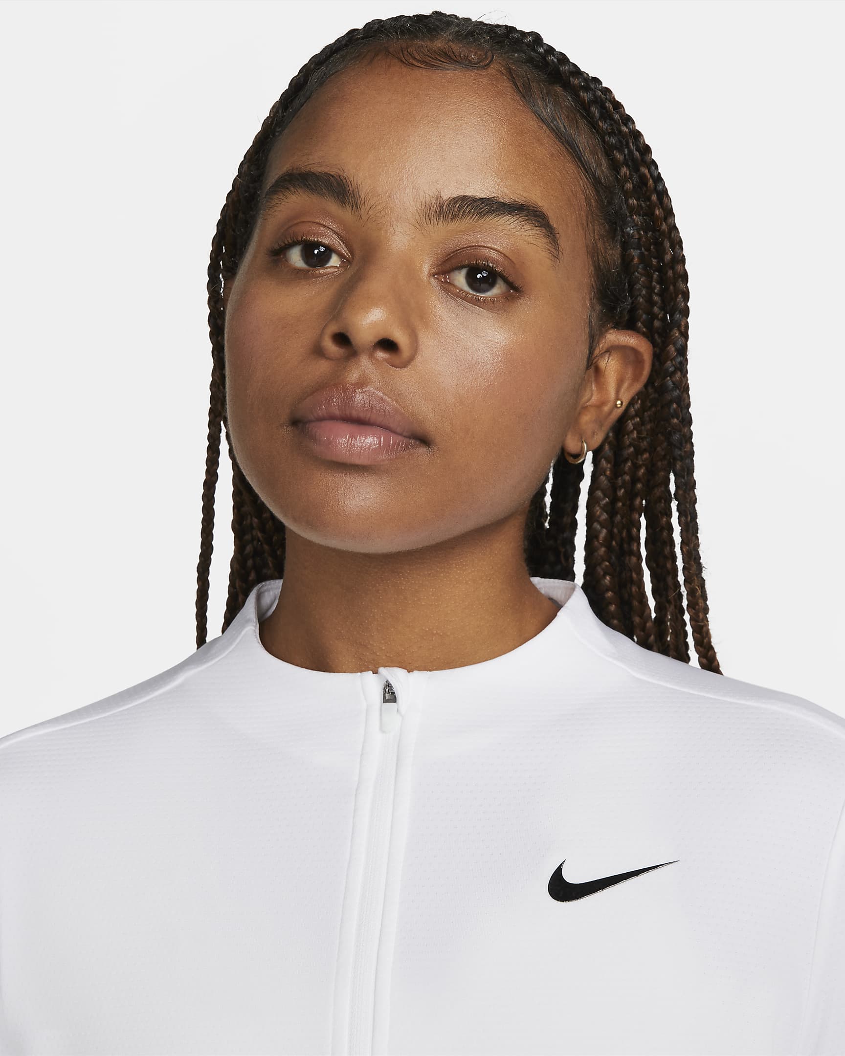 Nike Dri-FIT UV Advantage Damen-Oberteil mit Halbreißverschluss - Weiß/Schwarz