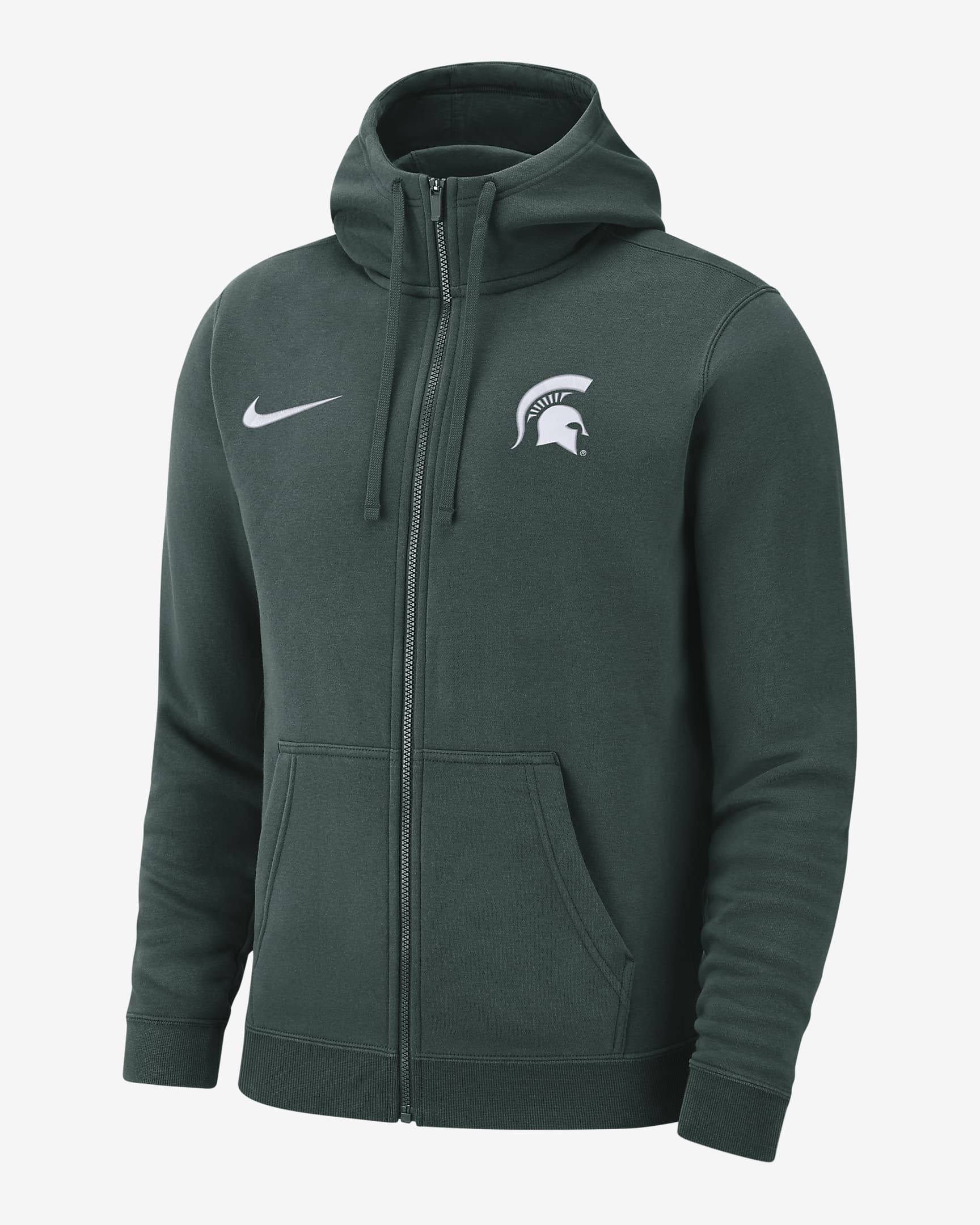 Michigan State Club Fleece Men's Nike College Full-Zip Hoodie - Pro Green