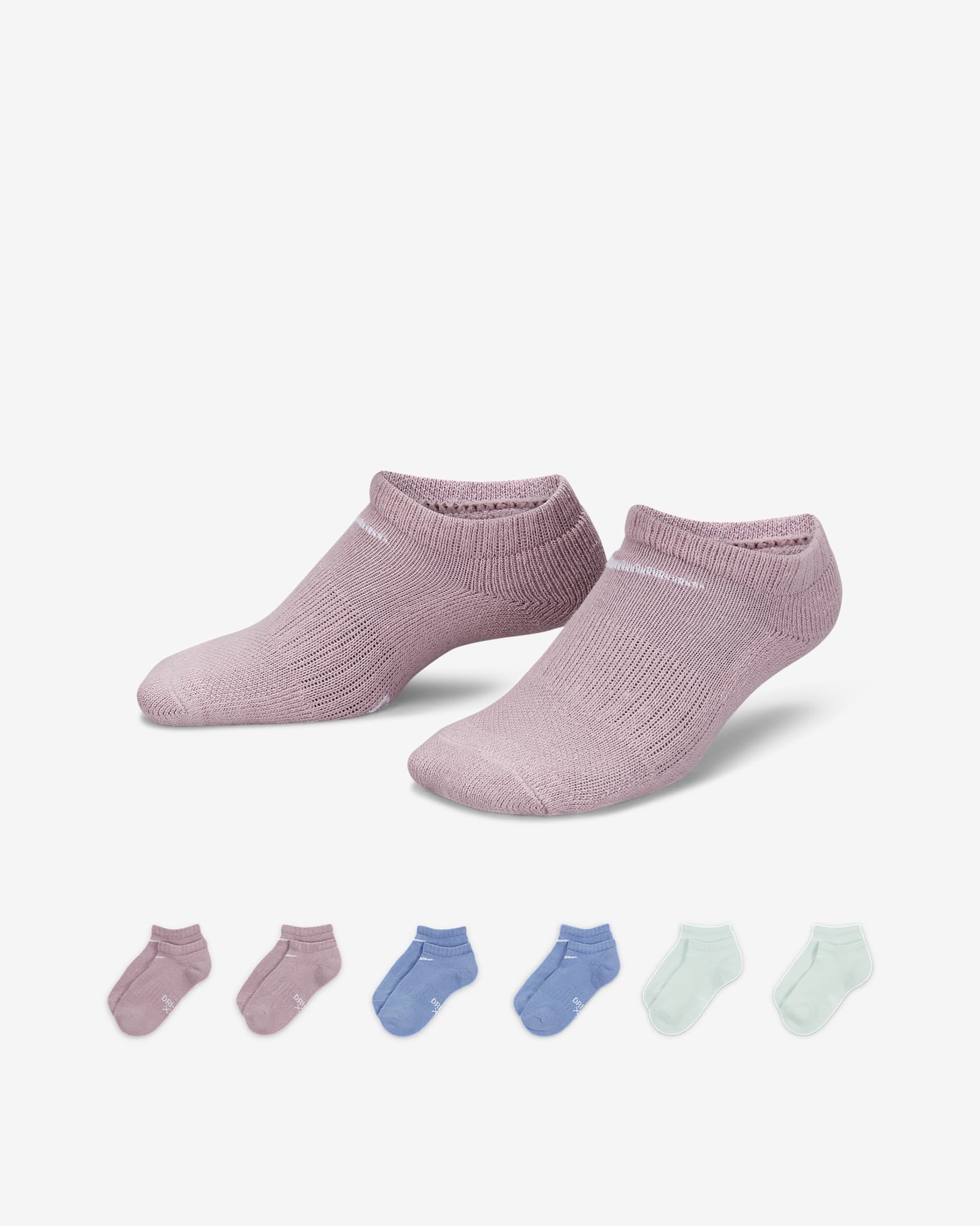 Calcetines invisibles para niños talla pequeña (6 pares) Nike Dri-FIT - Sal rosa